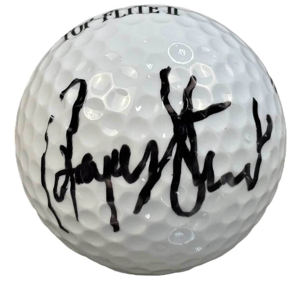 Payne Stewart Single Signed Spalding Top Flite II Golf Ball: Payne Stewart signed original Top Flite II Spalding golf ball. Comes in display case. PLEASE NOTE WE OFFER IN HOUSE SHIPPING & HAVE BIDDING AVAILABLE ON OUR OWN WEBSITE! If you win on LIVE AUCTIONEERS