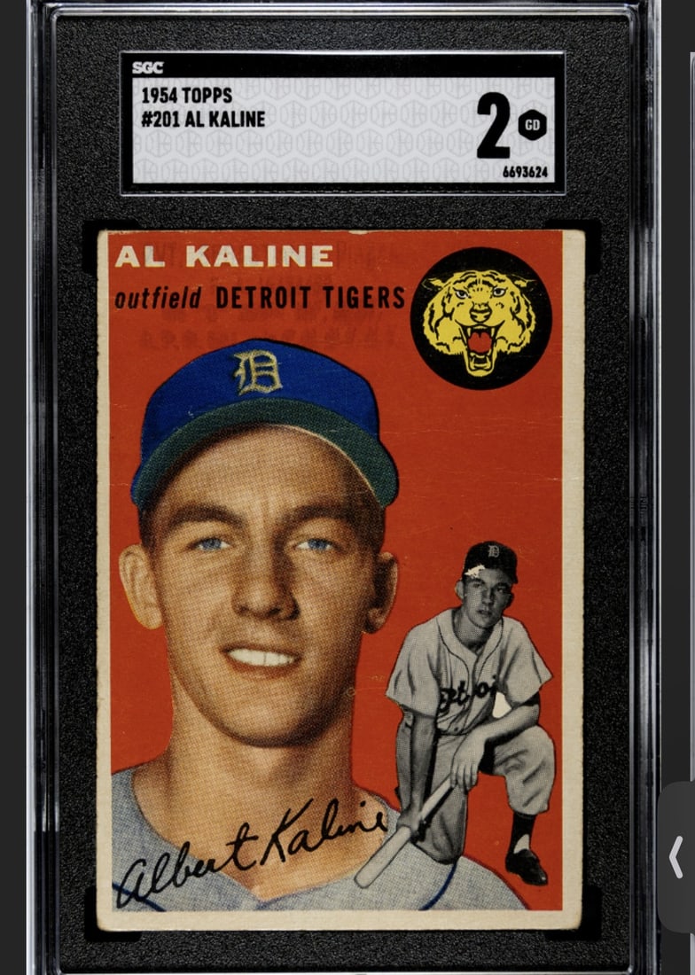 1954 Topps Al Kaline RC Card #201 Detroit Tigers HOF SGC 2 GOOD (1 of 2)