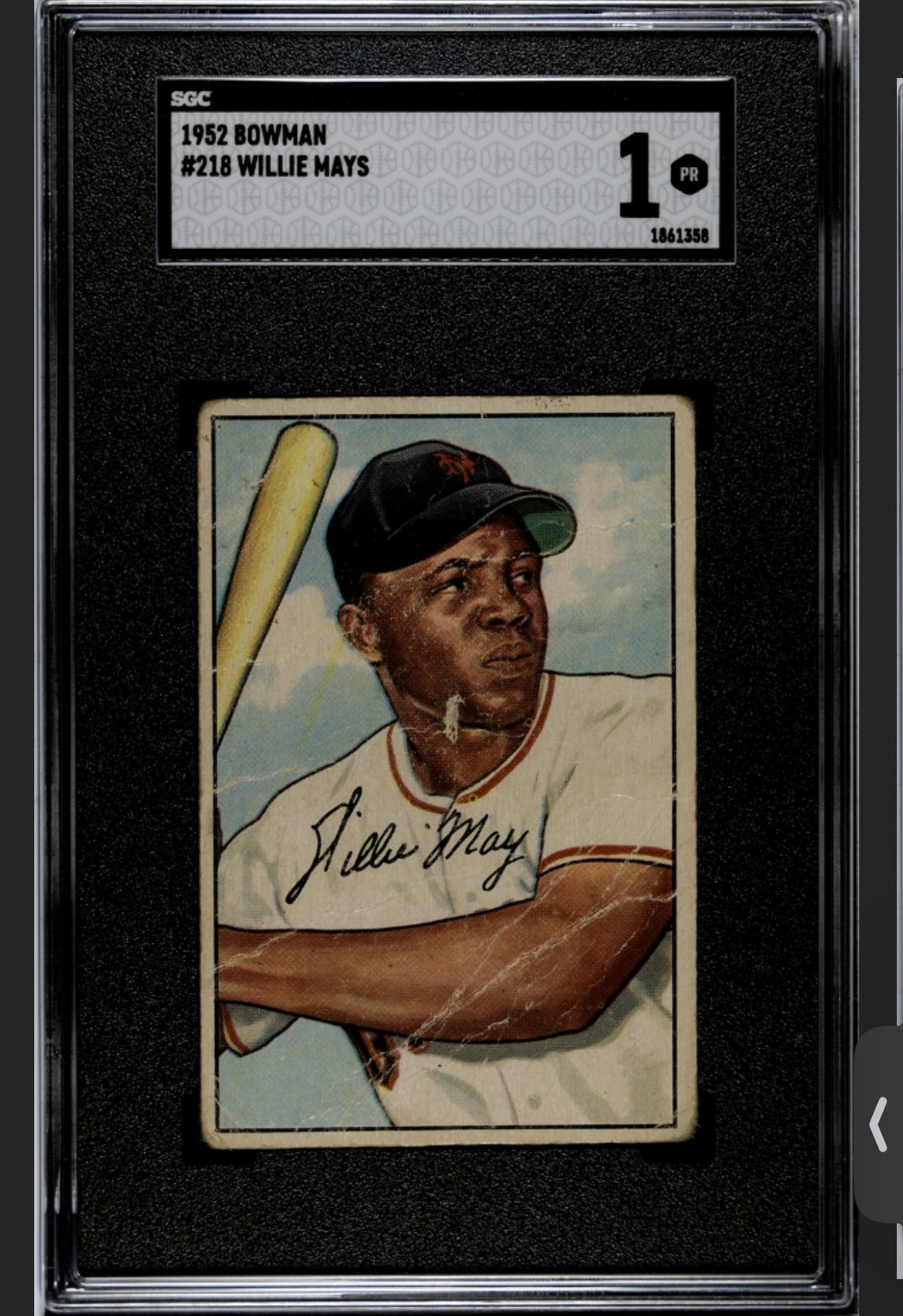 1952 Bowman Willie Mays #218 Baseball Card SGC 1 (1 of 2)