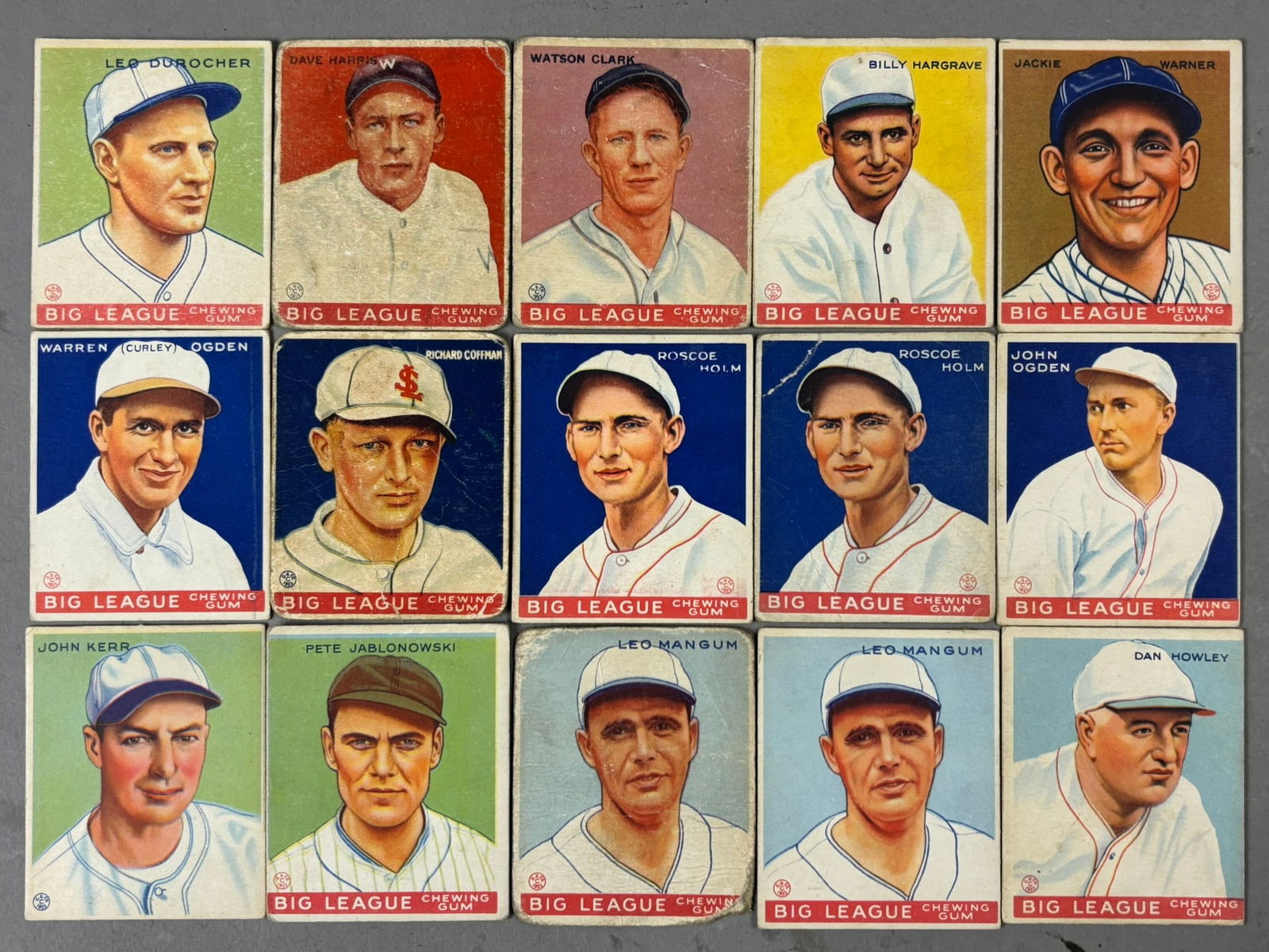 Lot 15 1933 Goudey Baseball Cards Durocher Ogden Hargrave (1 of 4)