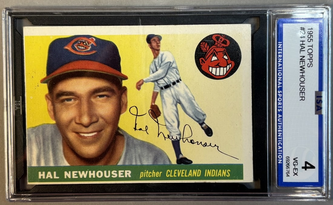 1955 Topps Hal Newhouser #24 ISA 4 VG-EX Very Good Excellent HOF: ISA Graded 4 Cert #69266764 Lots 218 through 219K came from the same partial 1955 Topps Set, was only missing Willie Mays & Ernie Banks. The SGC Cards will get updated as soon as they come back. PLEAS