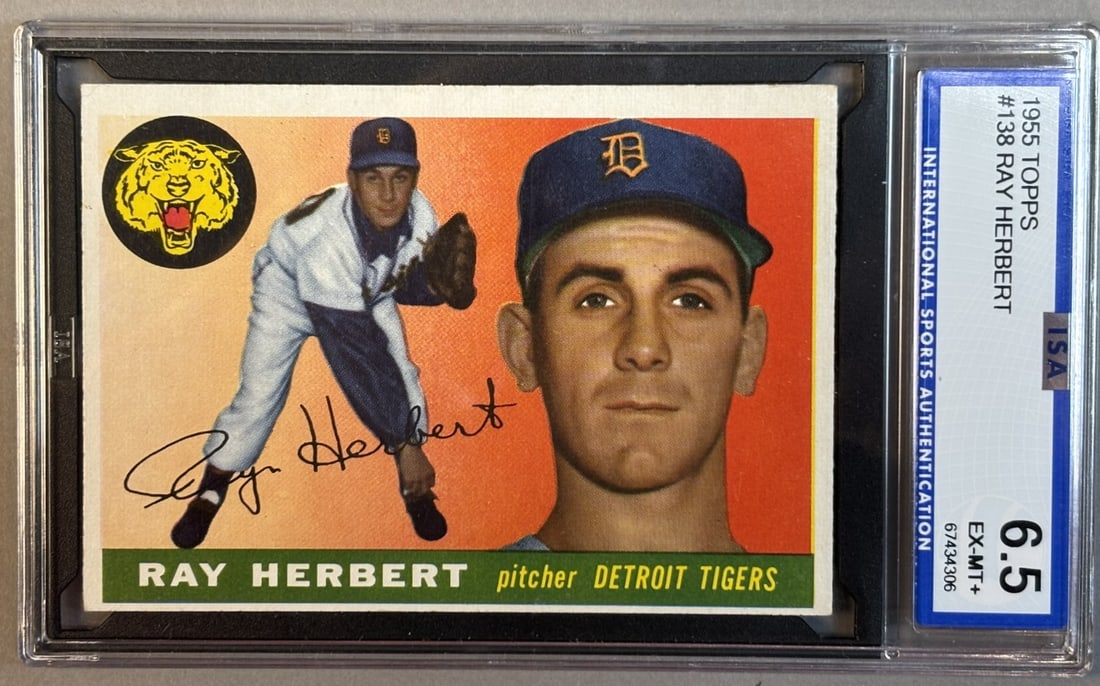 1955 Topps Ray Herbert #138 ISA 6.5 EX-MT+ Excellent Mint: ISA Graded 6.5 Cert #67434306 Lots 218 through 219K came from the same partial 1955 Topps Set, was only missing Willie Mays & Ernie Banks. The SGC Cards will get updated as soon as they come back. PLE