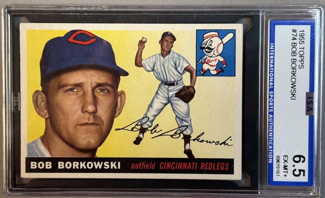 1955 Topps Bob Borkowski #74 ISA 6.5 EX-MT+ Excellent Mint: ISA Graded 6.5 Cert #69619161 Lots 218 through 219K came from the same partial 1955 Topps Set, was only missing Willie Mays & Ernie Banks. The SGC Cards will get updated as soon as they come back. PLE