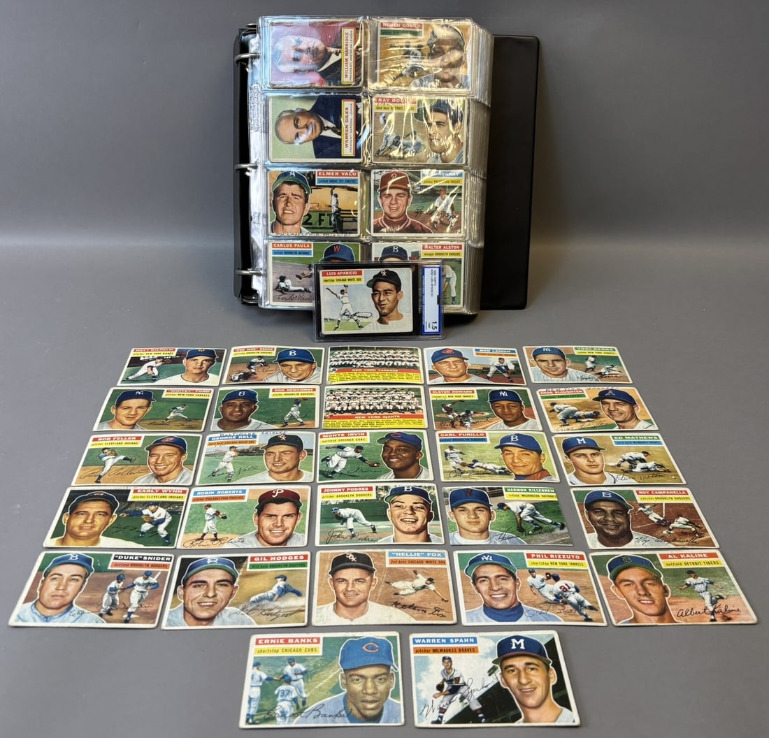 1956 Topps Complete Baseball Set w/ SGC & ISA Graded HOFers: The following cards were submitted to SGC on 12.18.25 for grading. #5 Ted Williams, #30 Jackie Robinson, #31 Hank Aaron, #33 Roberto Clemente, #79 Sandy Koufax, #130 Willie Mays, #135 Mickey Mantle -
