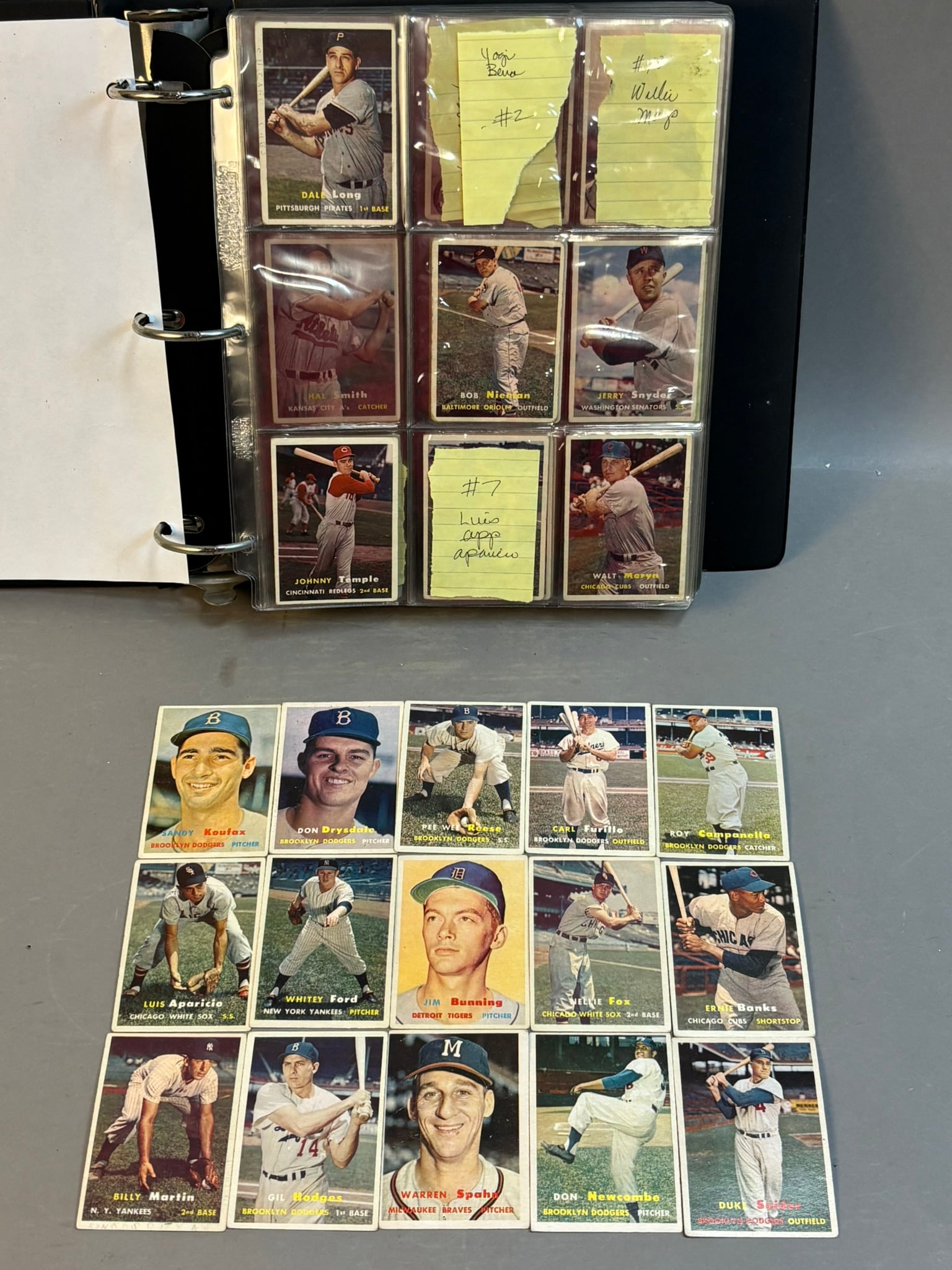 1957 Topps Partial Baseball Set HOF Koufax Campanella Ford Reese Banks - Missing 92 Cards: Missing 92 cards - we have the following 4 lots at SGC, submitted on 12.18.25, will amend auction photos when they arrive. Overall condition of set is Good to Very Good, with some poorer with pencil w