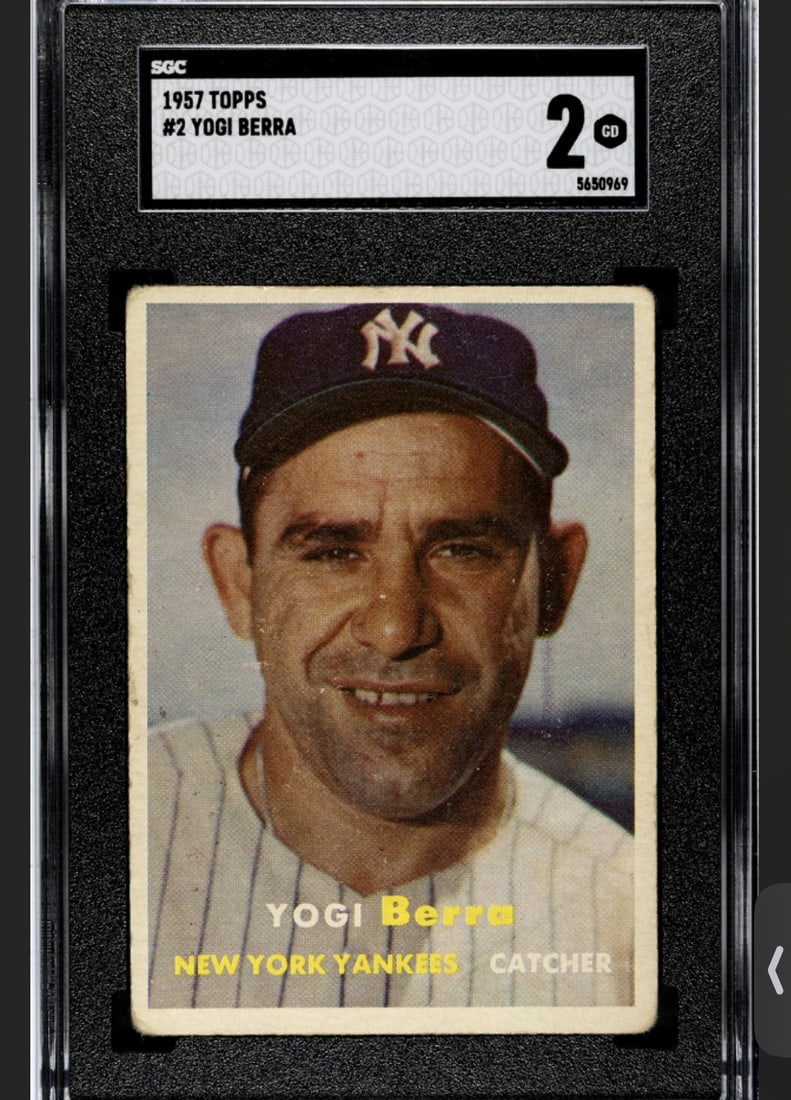 1957 Topps #2 Yogi Berra HOF SGC 2 GOOD (1 of 2)