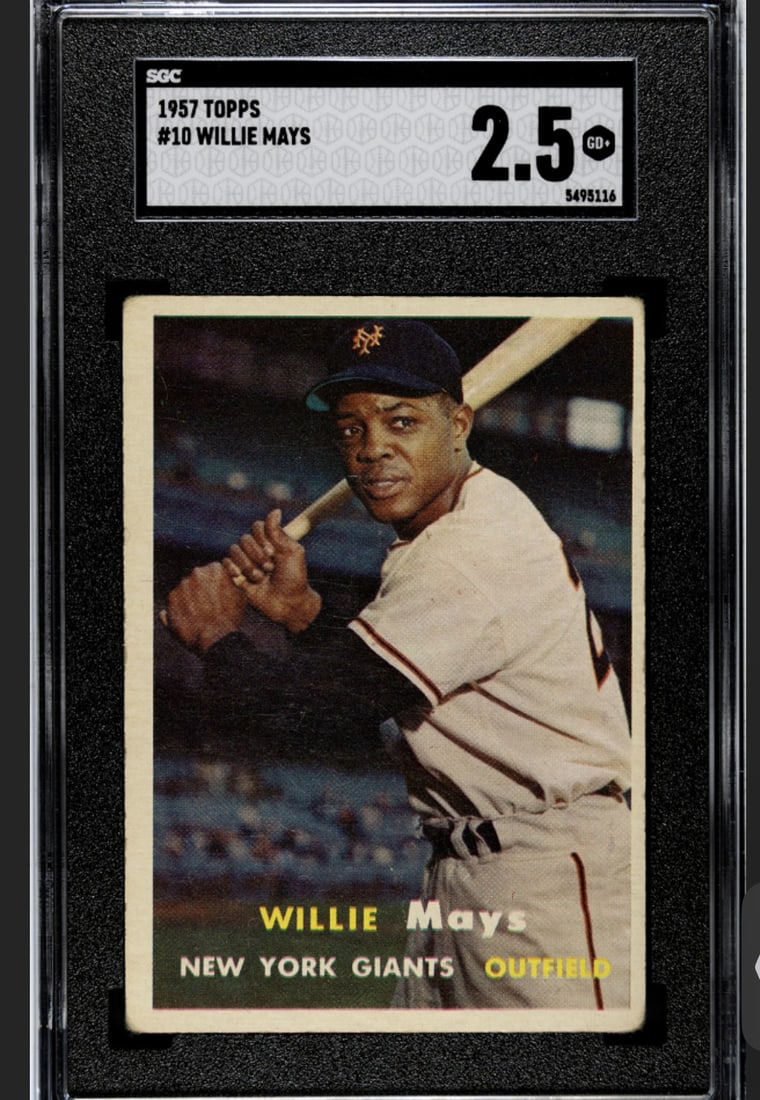 1957 Topps #10 Willie Mays HOF SGC 2.5 GOOD+  (1 of 2)