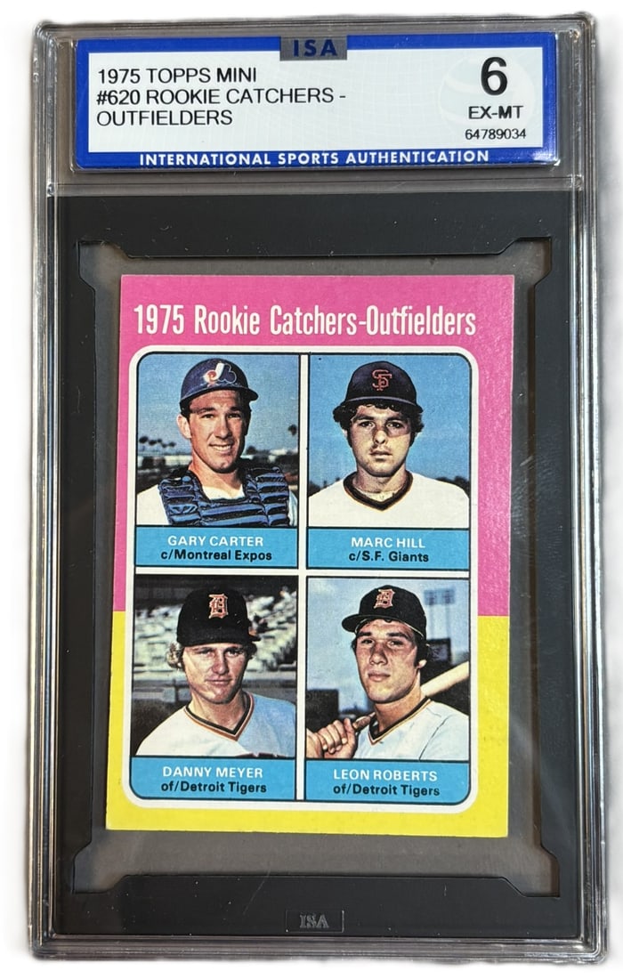 1975 Topps Mini #620 Gary Carter RC ISA 6 EX-MT: ISA GRADED 6 Cert #64789034 PLEASE NOTE WE OFFER IN HOUSE SHIPPING & HAVE BIDDING AVAILABLE ON OUR OWN WEBSITE! If you win on LIVE AUCTIONEERS, please click "SELF ARRANGED SHIPPING" when you receive