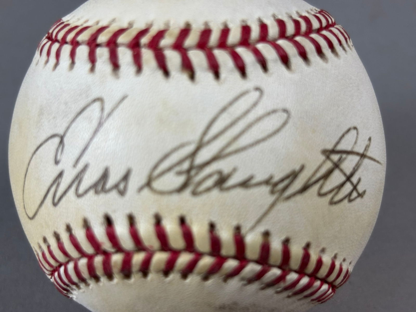 Enos Slaughter Single Signed Rawlings ONL Baseball HOF - 5