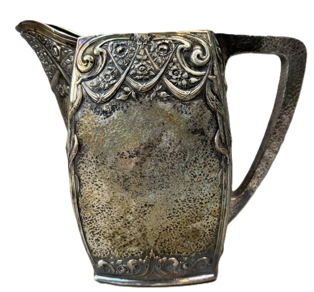 Art Nouveau Hammered Silverplate Pitcher JHC 3030 c1910 (1 of 10)