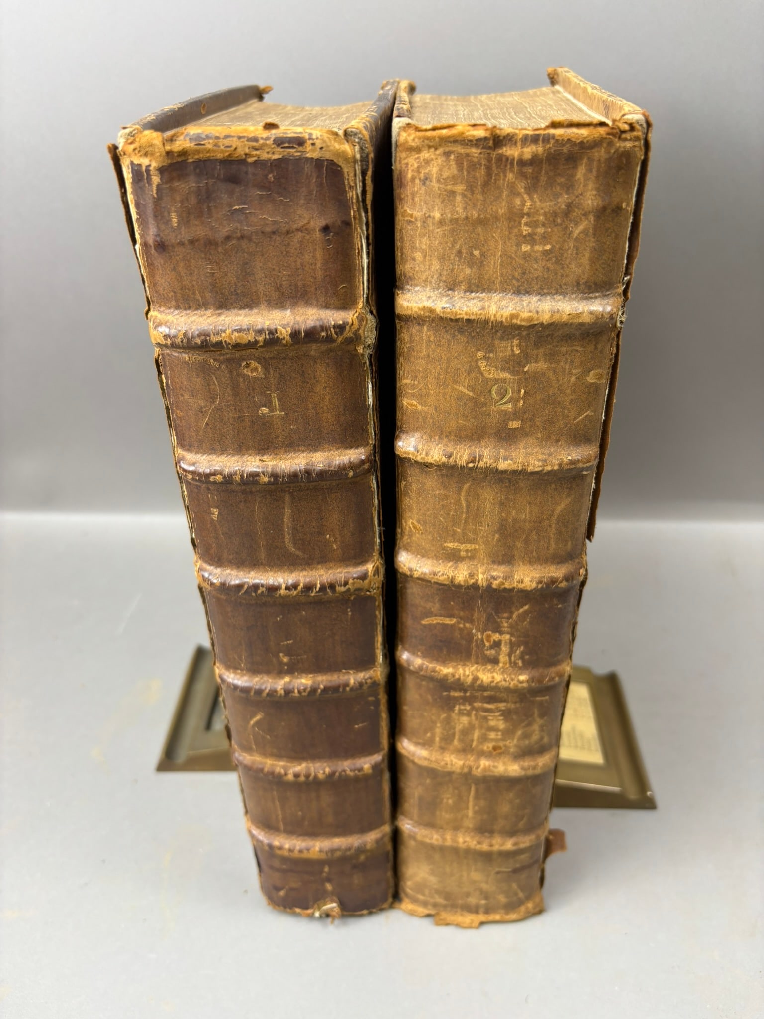 1726 William Penn Works 2 Vol London J Sowle Quaker Theology Leather: Early 18th century two volume leather bound set titled A Collection of the Works of William Penn, printed in London in 1726 and sold by the Assigns of J. Sowle at the Bible in George-Yard, Lombard Str