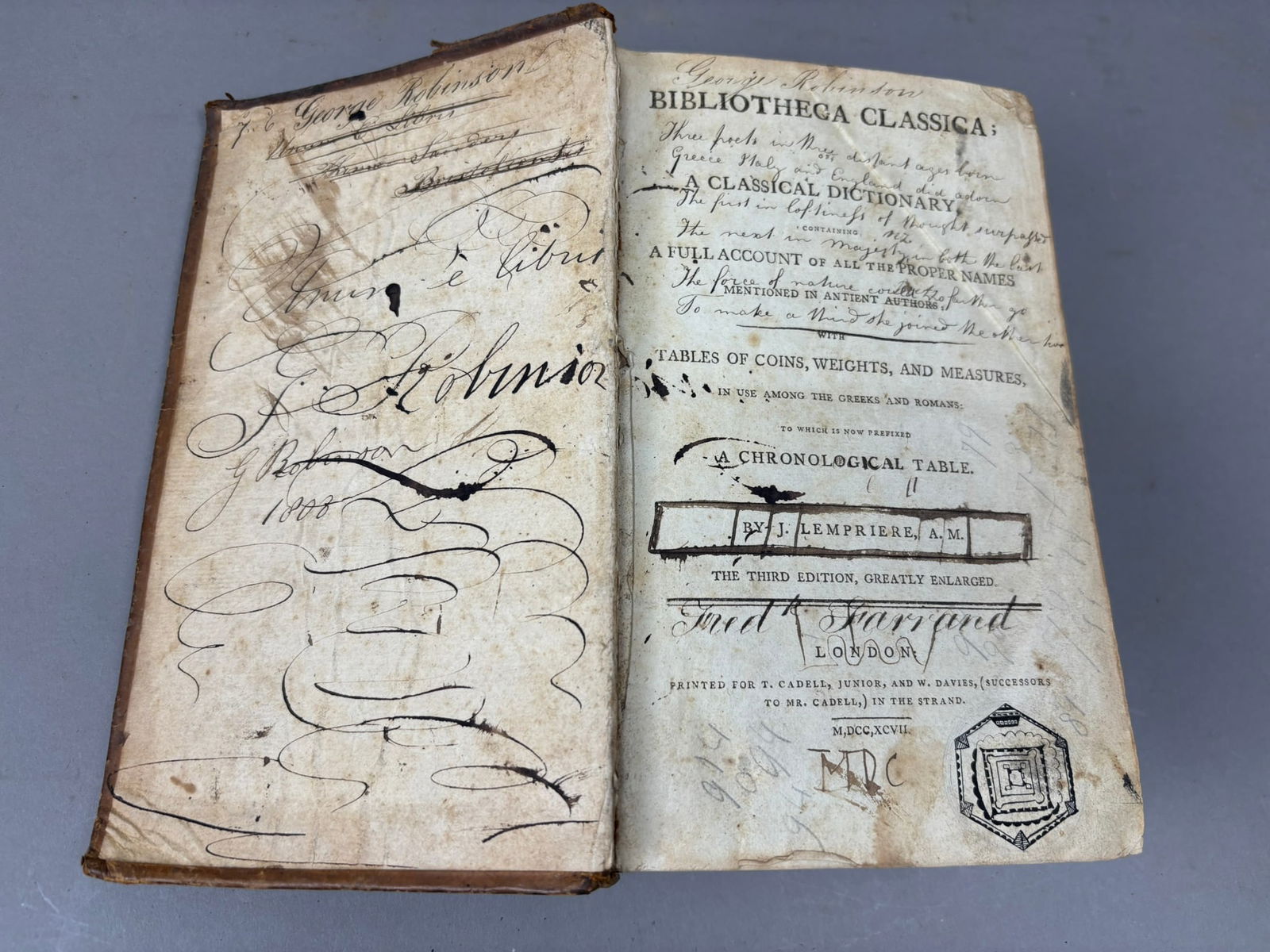 1797 Lempriere Bibliotheca Classica Classical Dictionary Leather Bound - 7