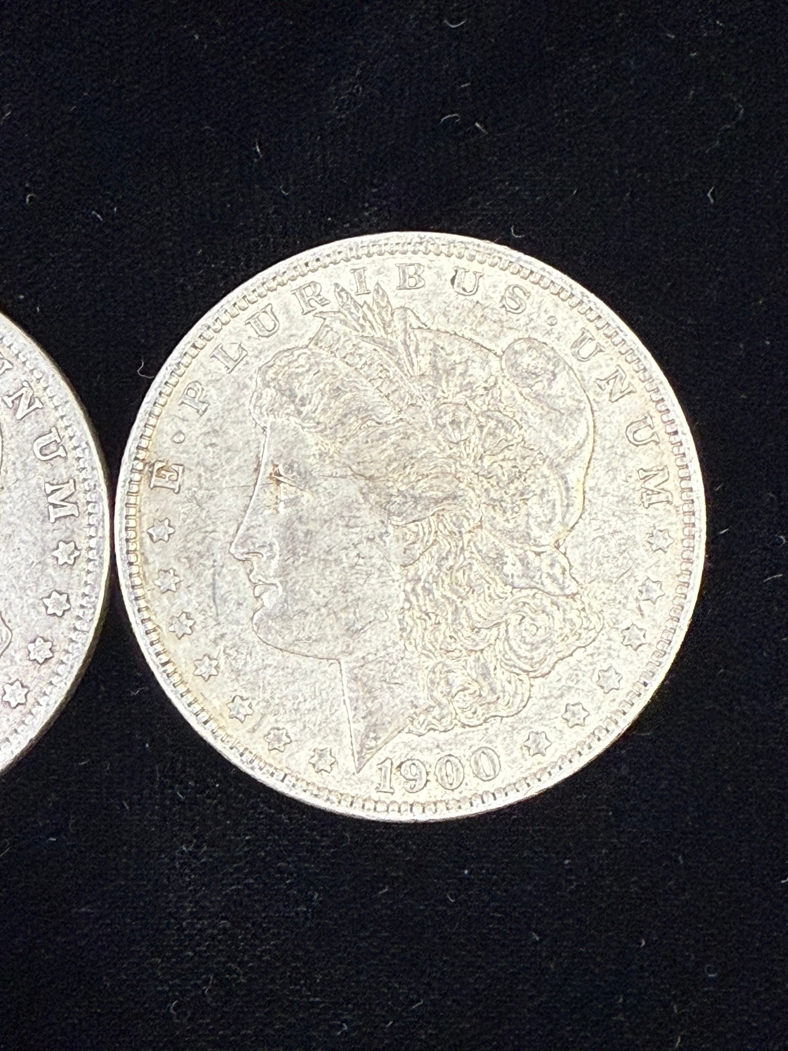 Two 1900 Morgan Silver Dollars Circulated Pair - 3