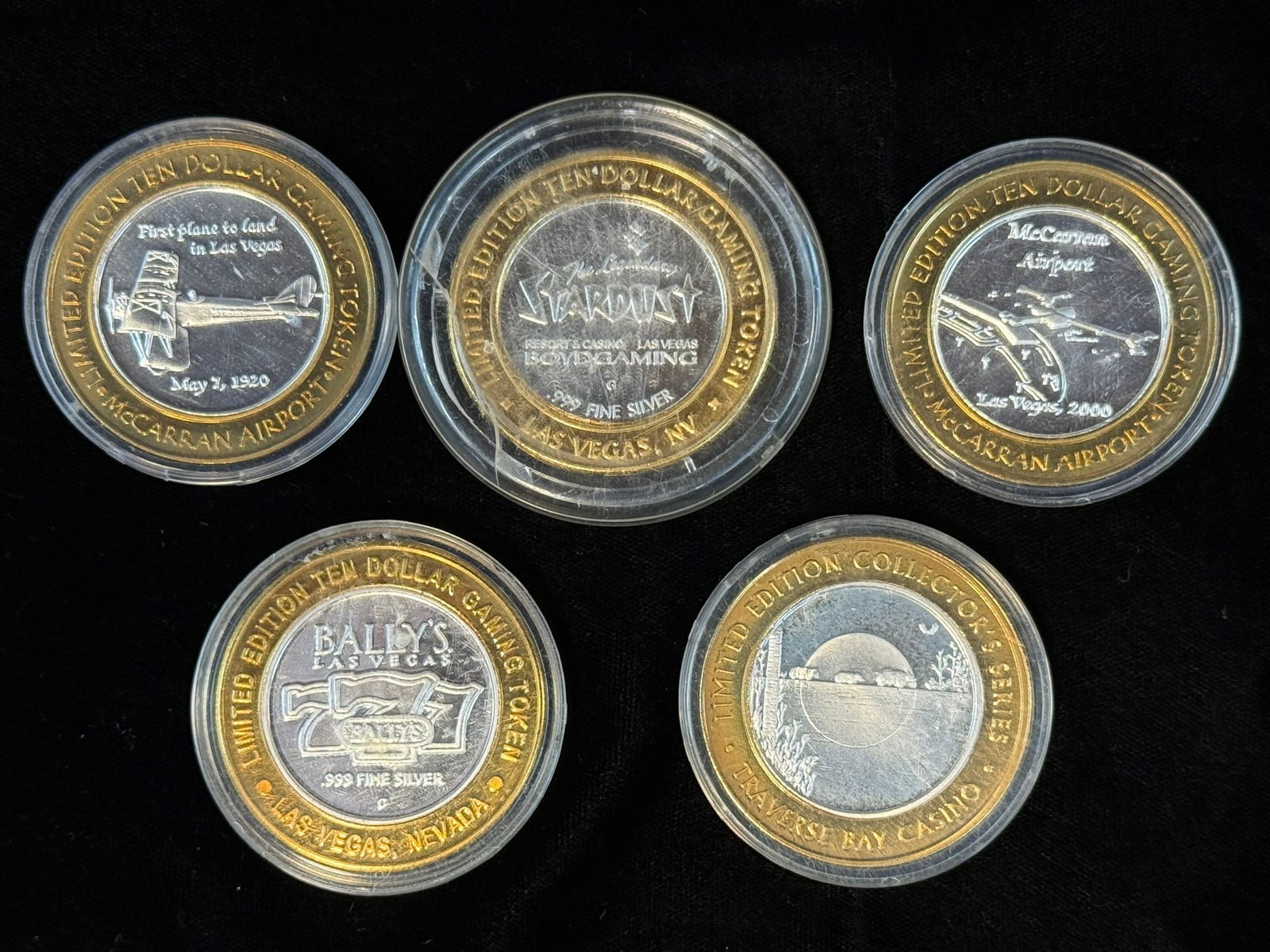 Lot 5 Las Vegas $10 Gaming Tokens .999 Silver McCarran Airport Casinos (1 of 11)