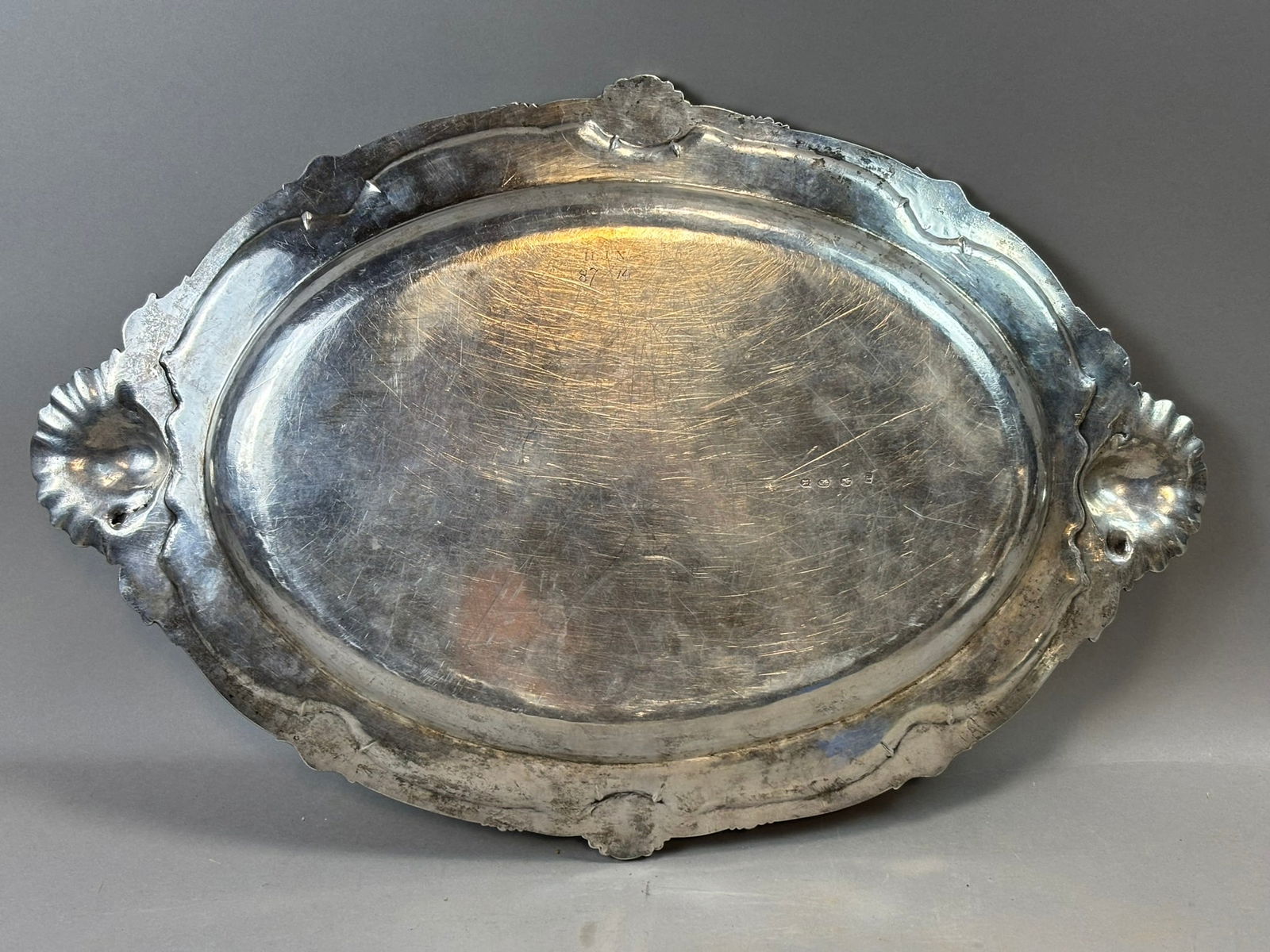 1789 Irish George III Sterling Silver Presentation Tray by Thomas Jones 2670 Grams - 8