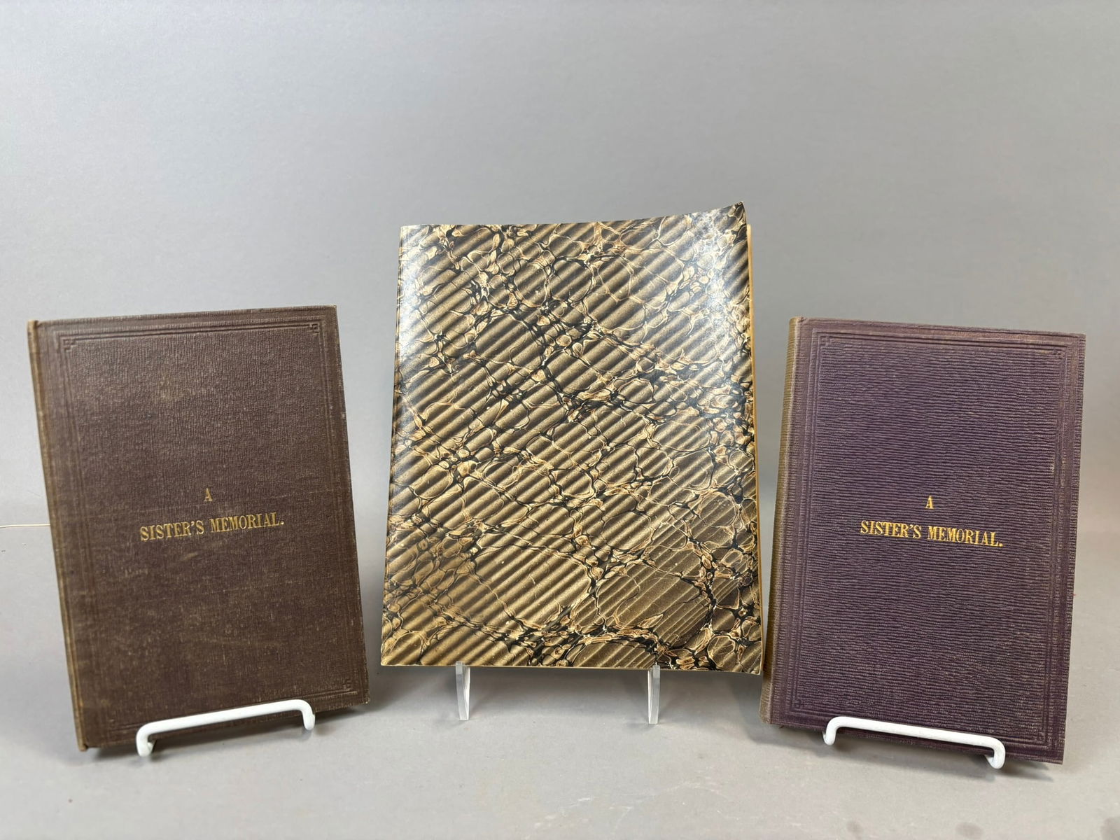 Rebecca Farrand Manuscript Diaries & 1857 Sister's Memorial Books 3pcs: Mid-19th century manuscript and printed memorial archive relating to Rebecca Farrand of Hudson, New York, consisting of three pieces including two manuscript poetry diaries and the published volume A