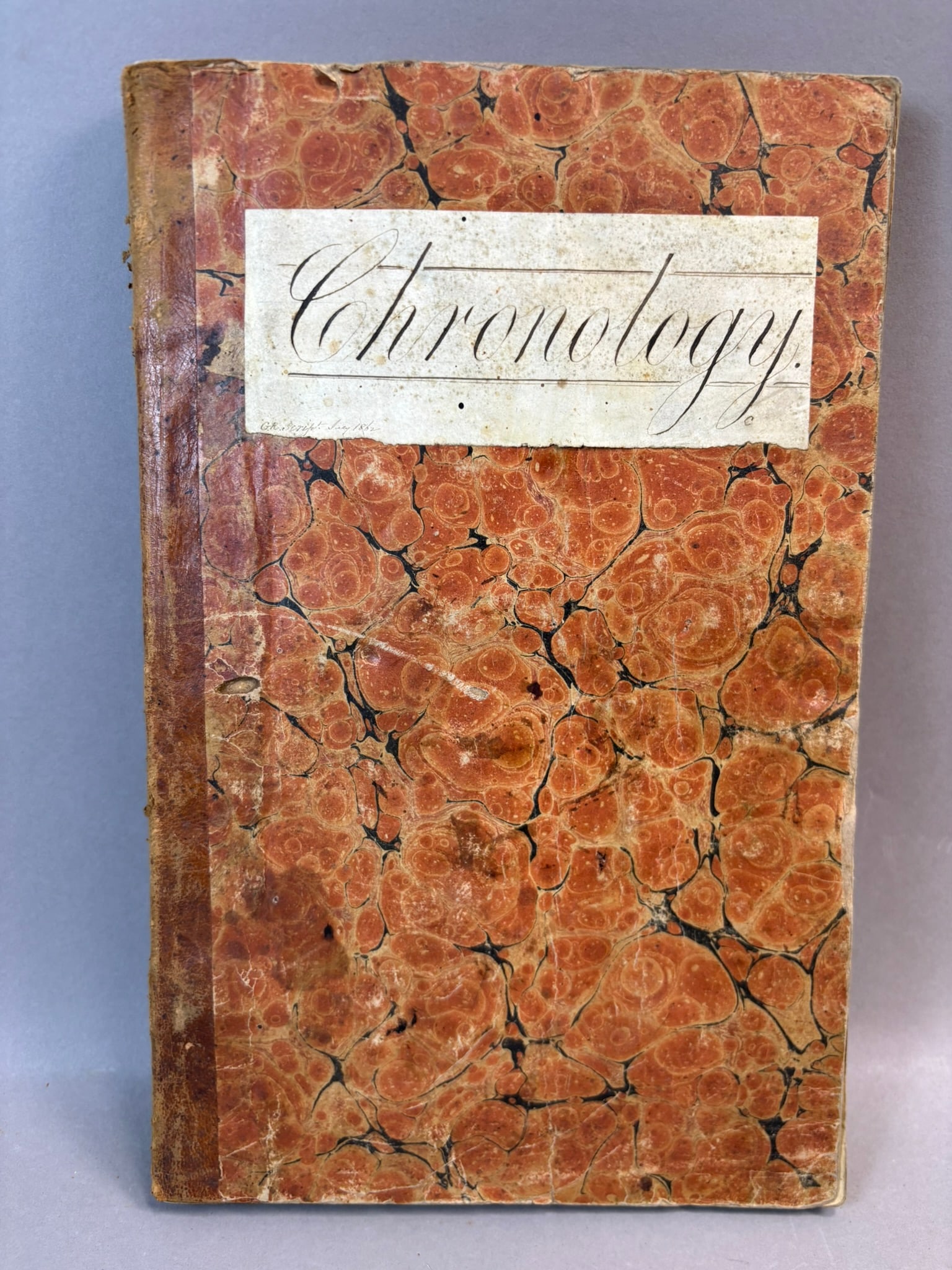 1830s Hudson NY Manuscript Chronicle George Robinson Diary Ledger: Early American manuscript chronicle ledger titled “Chronology” containing extensive handwritten entries kept by George Robinson of Hudson, New York, beginning circa 1830 and continuing thr