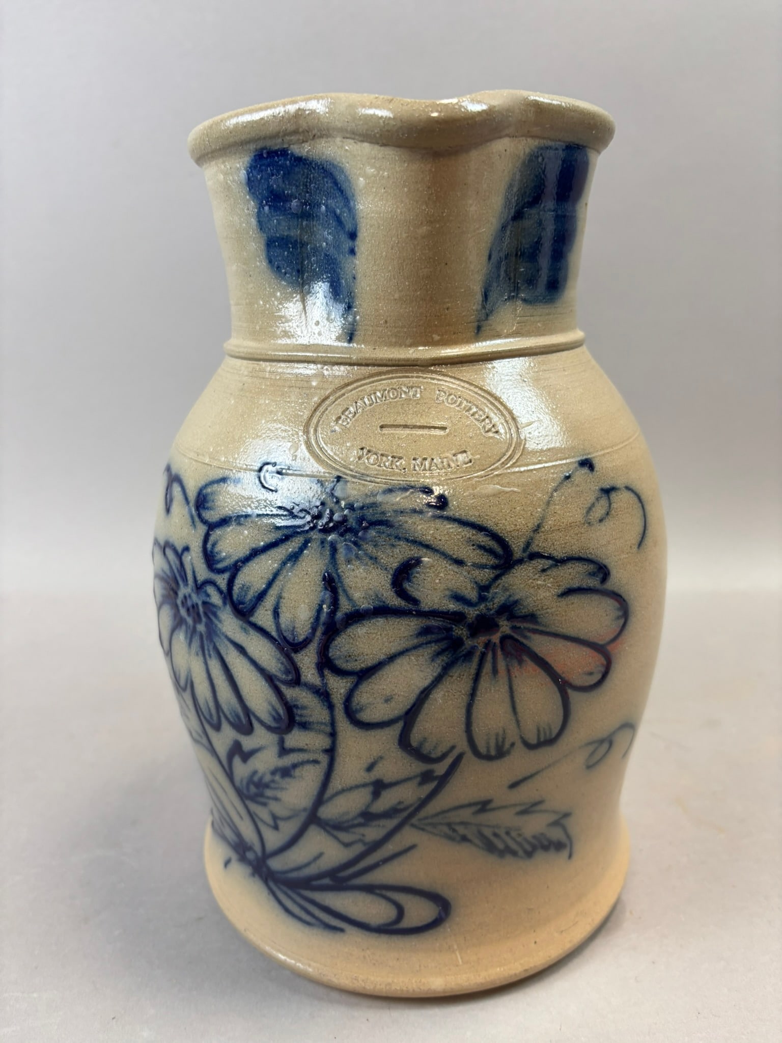 Beaumont Pottery York Maine Cobalt Decorated Stoneware Vase 1985 (1 of 12)