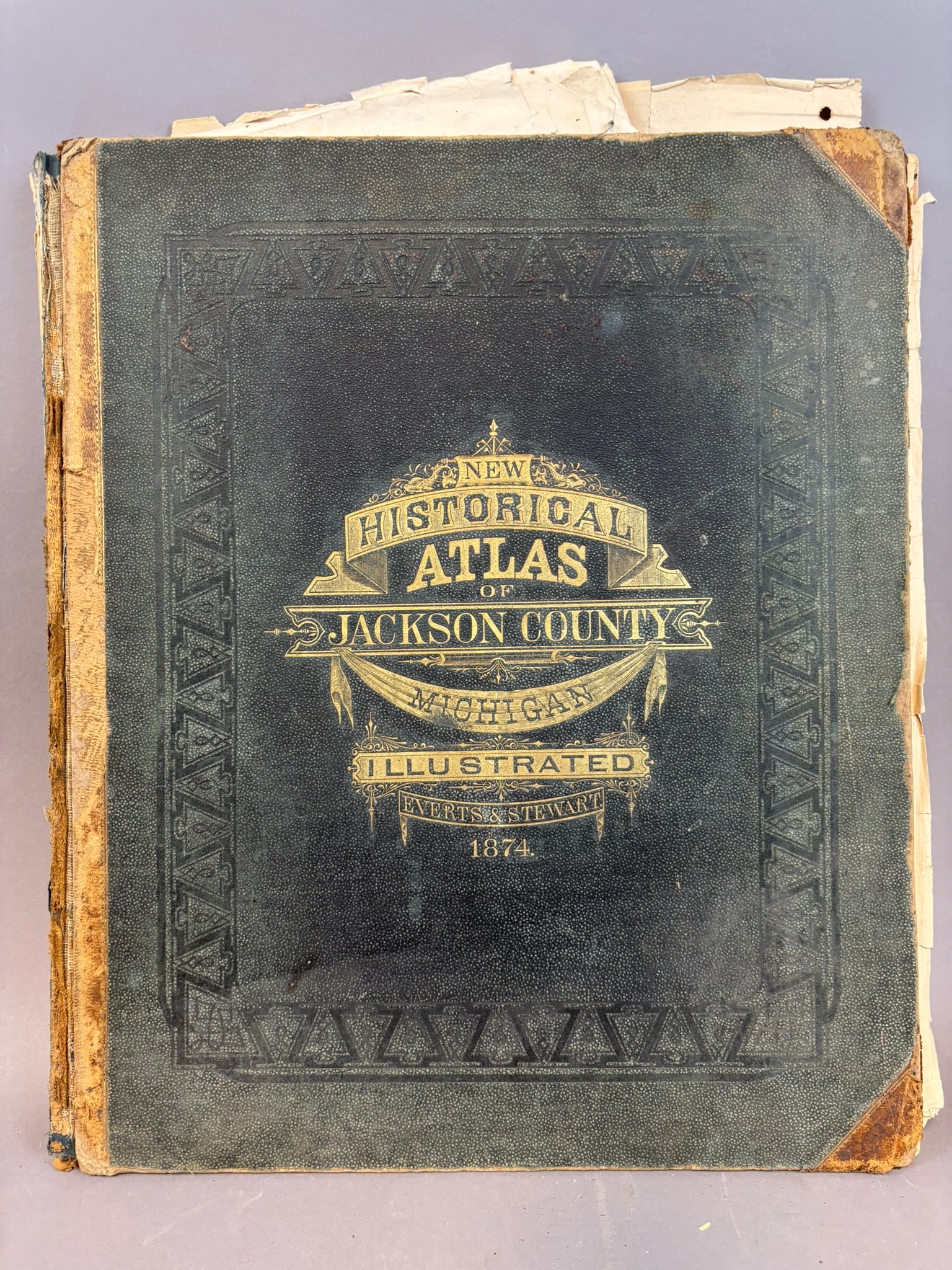 1874 Everts & Stewart Historical Atlas Jackson County Michigan Maps: Large 1874 New Historical Atlas of Jackson County, Michigan Illustrated compiled, drawn, and published from personal examinations and surveys by Everts & Stewart of Chicago. The atlas contains detaile