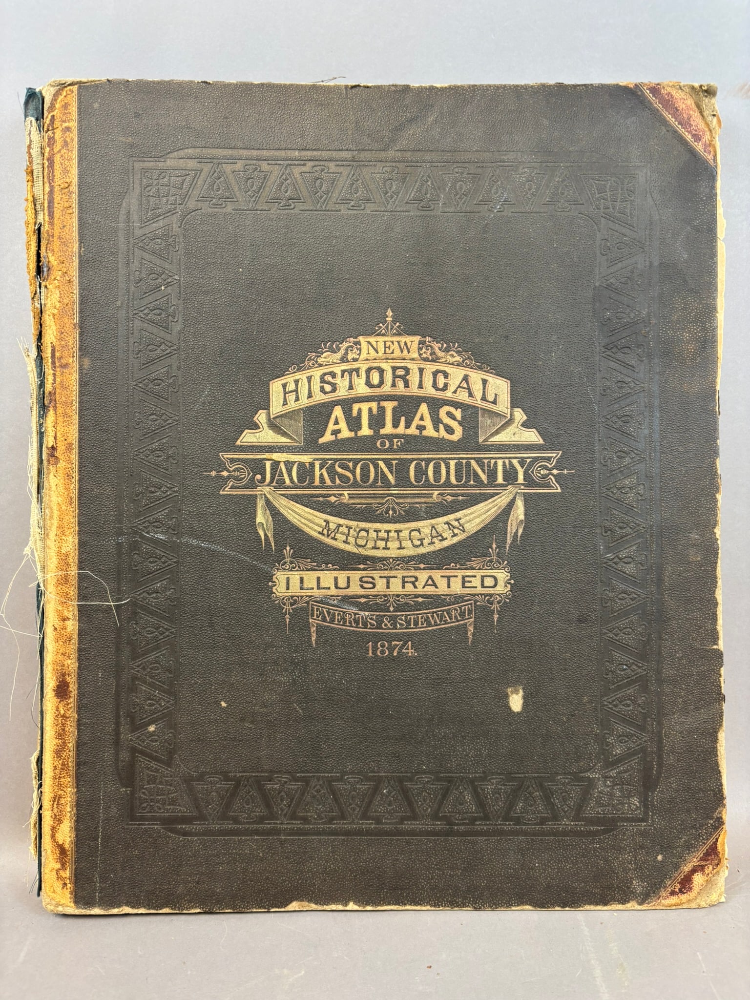 1874 New Historical Atlas Jackson County Michigan Everts & Stewart Maps: Large 19th century New Historical Atlas of Jackson County Michigan Illustrated compiled and published by Everts & Stewart, Chicago, dated 1874. This substantial county atlas contains numerous hand col