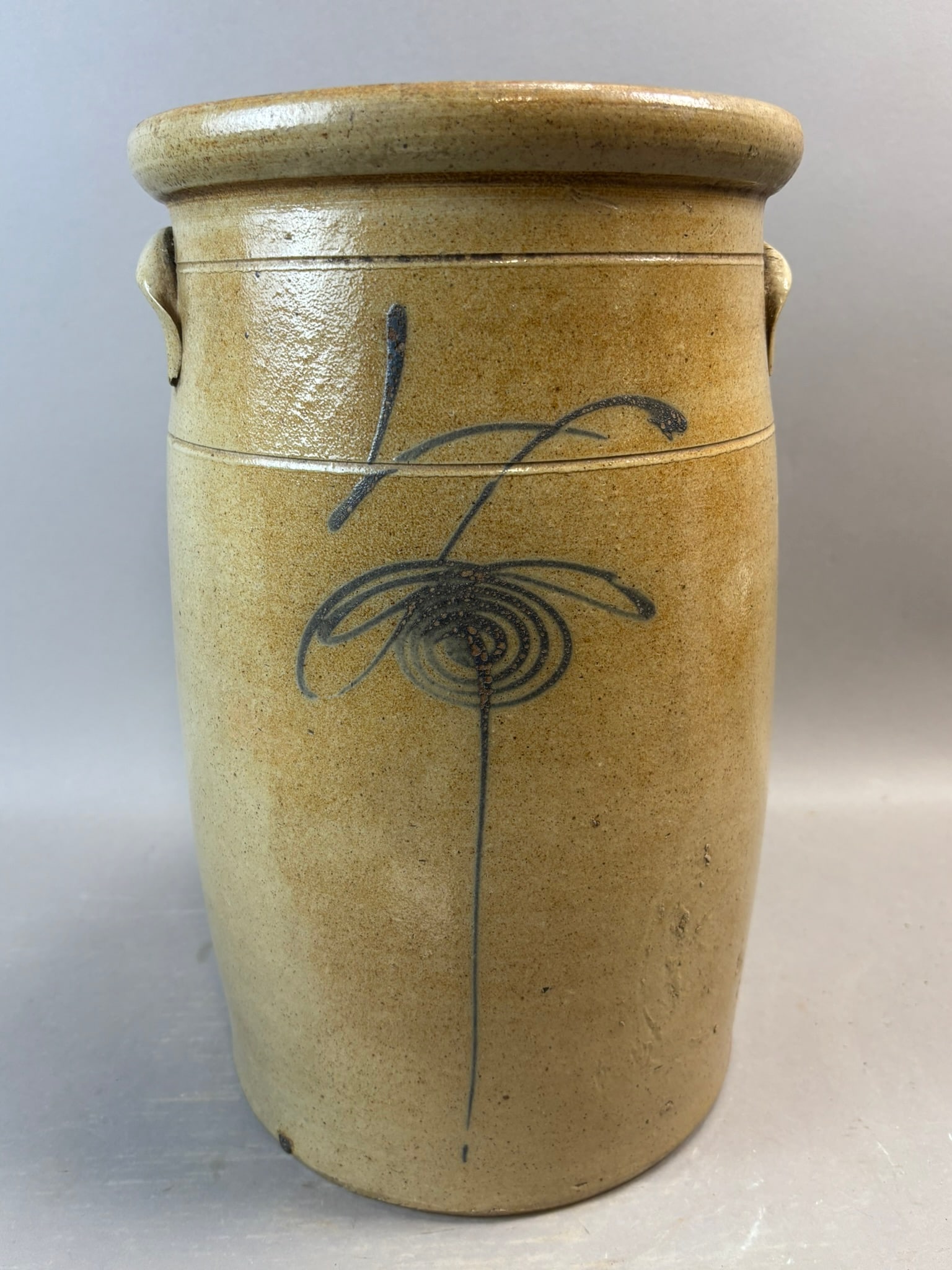 4 Gallon Stoneware Butter Churn Cobalt Floral Decoration Salt Glaze (1 of 11)