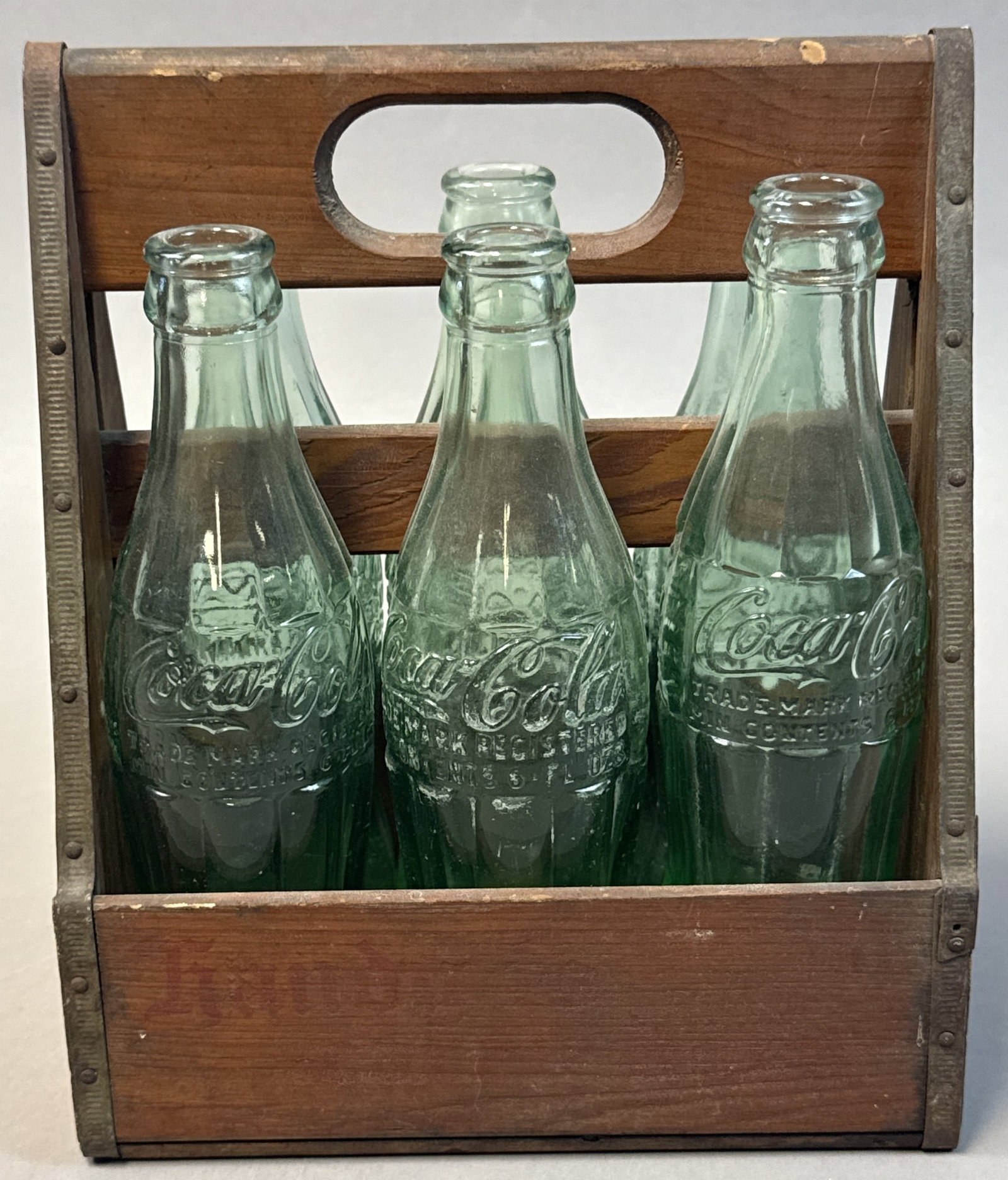 Vintage Coca-Cola Wooden 6 Bottle Carrier w Embossed Coke Bottles Crate (1 of 15)