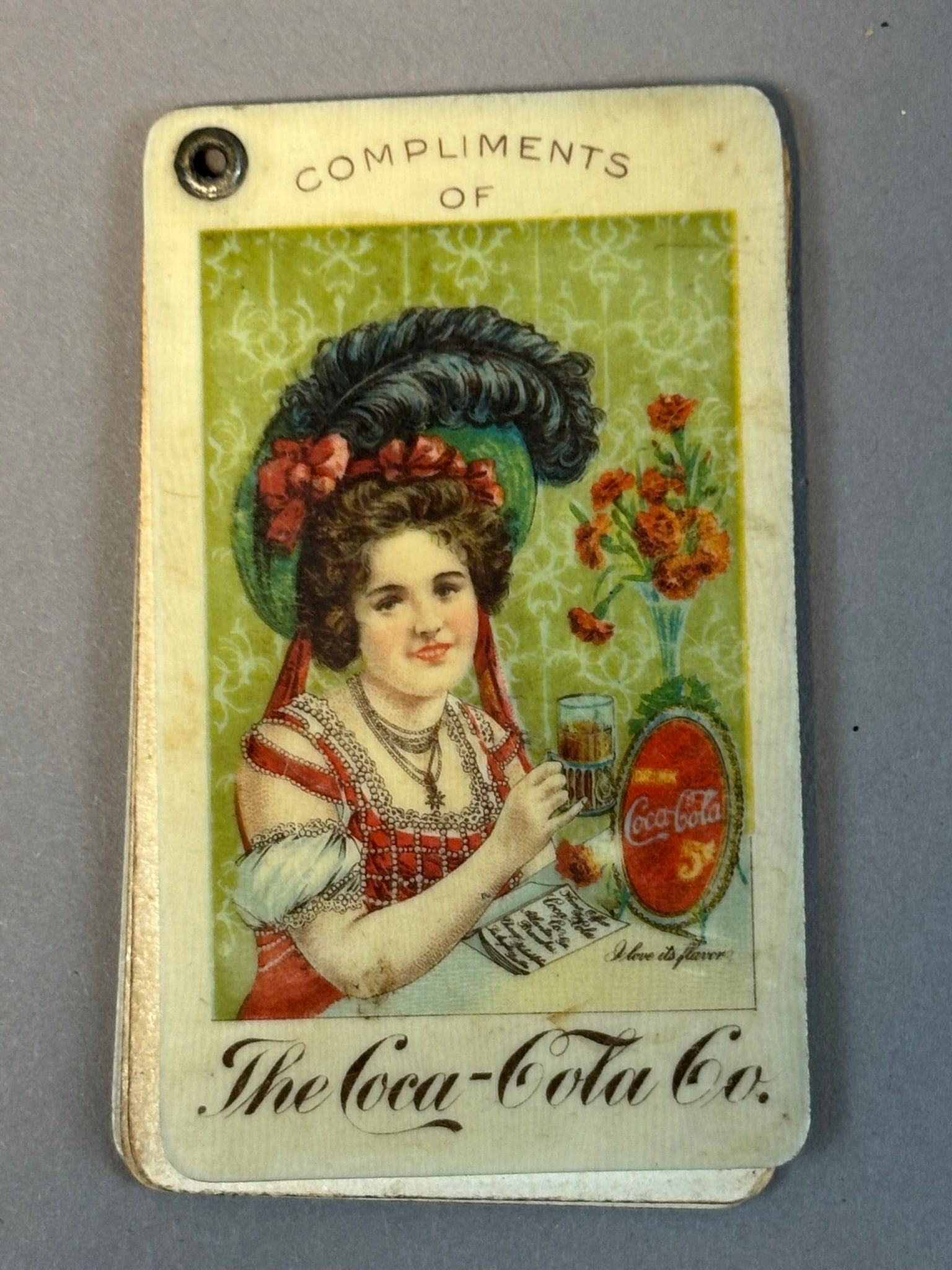 Antique 1901 Celluloid Coca Cola 468,411 Gallons Advertising Stamp Holder: 1.5" x 2.5"