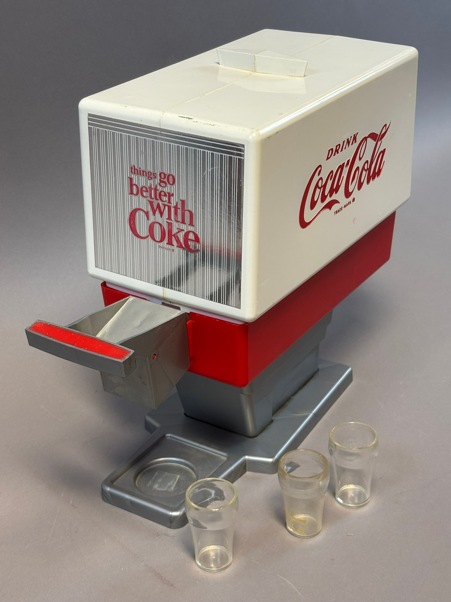 Plastic 1960s Things Go Better With Coke Toy Syrup Dispenser w/ Cups: See all photos