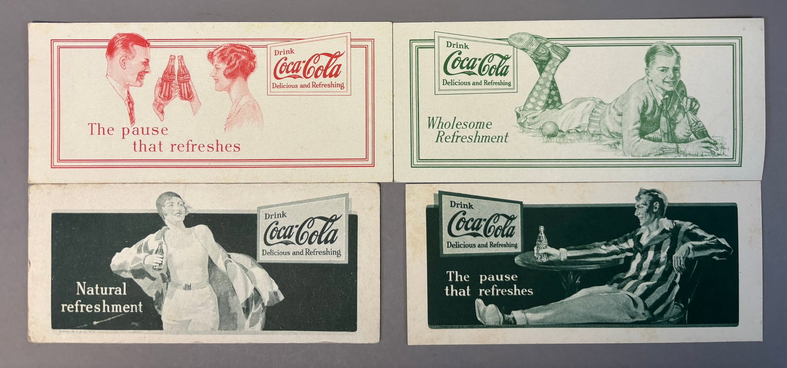 Lot 4 Antique Ca. 1920s Original Coca Cola Ink Blotters: Excellent original lot - see all photos