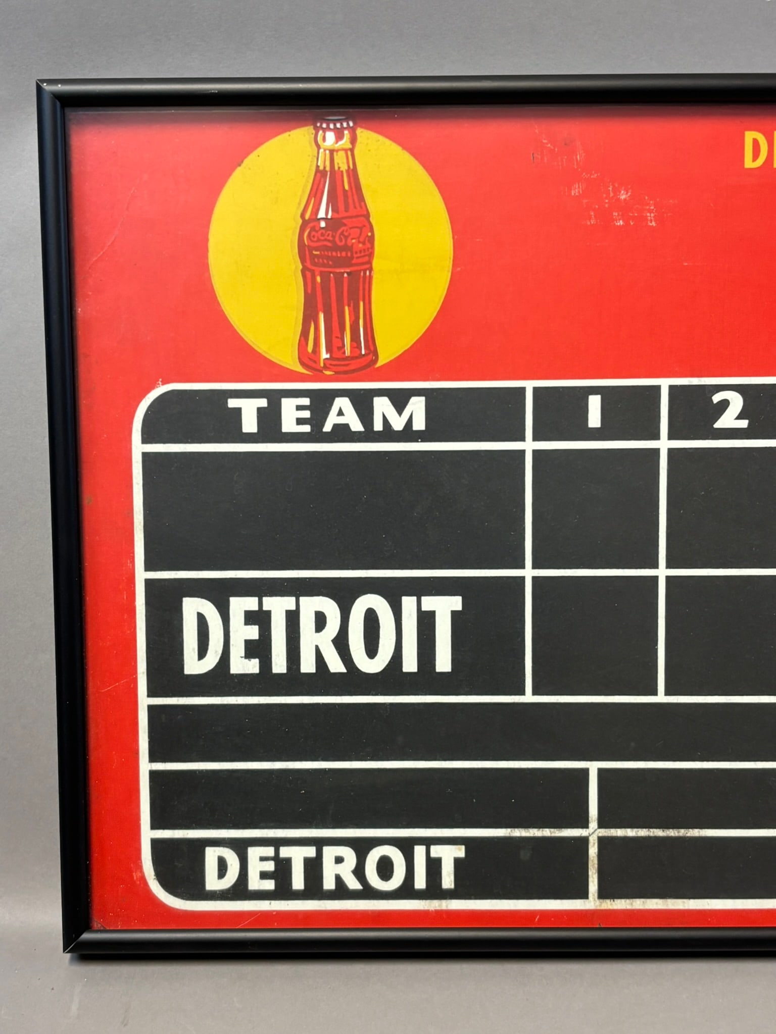 Coca Cola Cardboard Detroit Tigers Hot Dog Stand Advertising Sign Ca. 1930s - 2