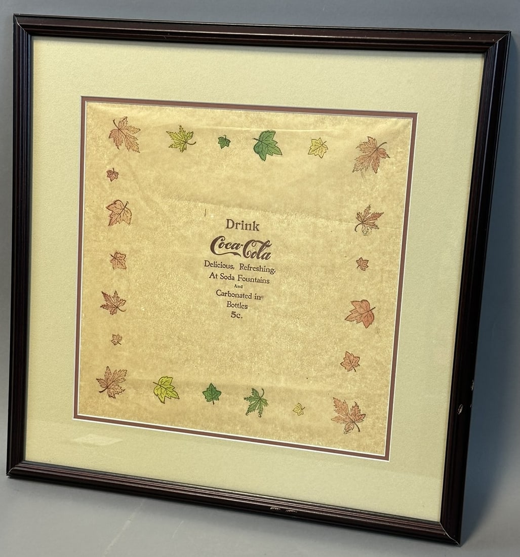 Drink Coca Cola Delicious Refreshing Soda Fountains Framed 5 Cent Leaf Napkin: See all photos