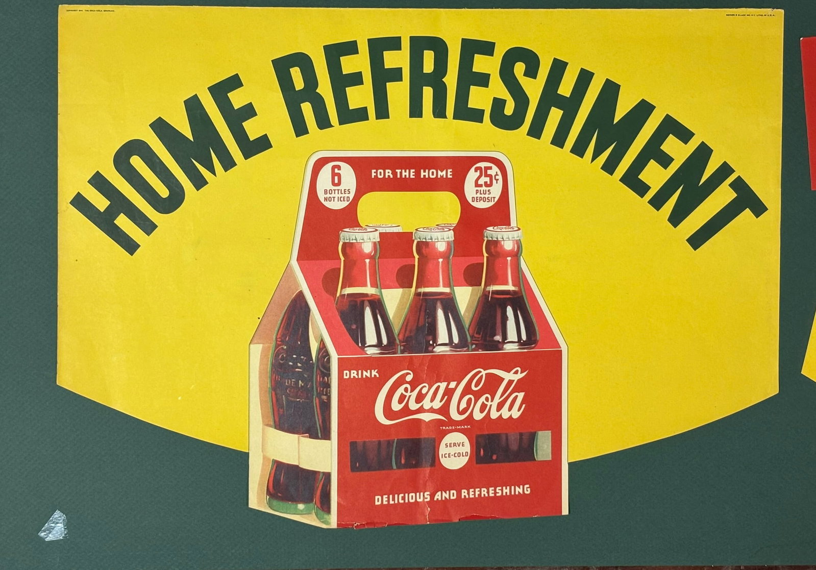 Home Refreshment Hot Dogs Cold Cuts Ice Cold Coca Cola Framed Store Window Sign - 3