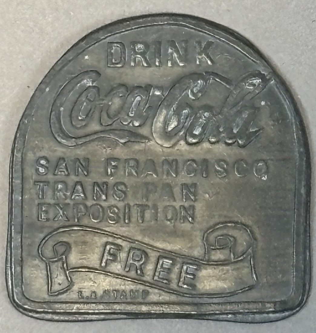 Drink Coca Cola San Francisco Trans Pan Exposition Free Brass Token: See all photos