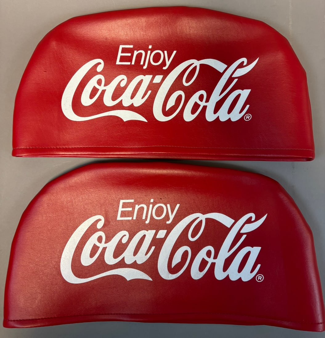 Pair Enjoy Coca Cola Original Vinyl Advertising Seat Covers: See all photos