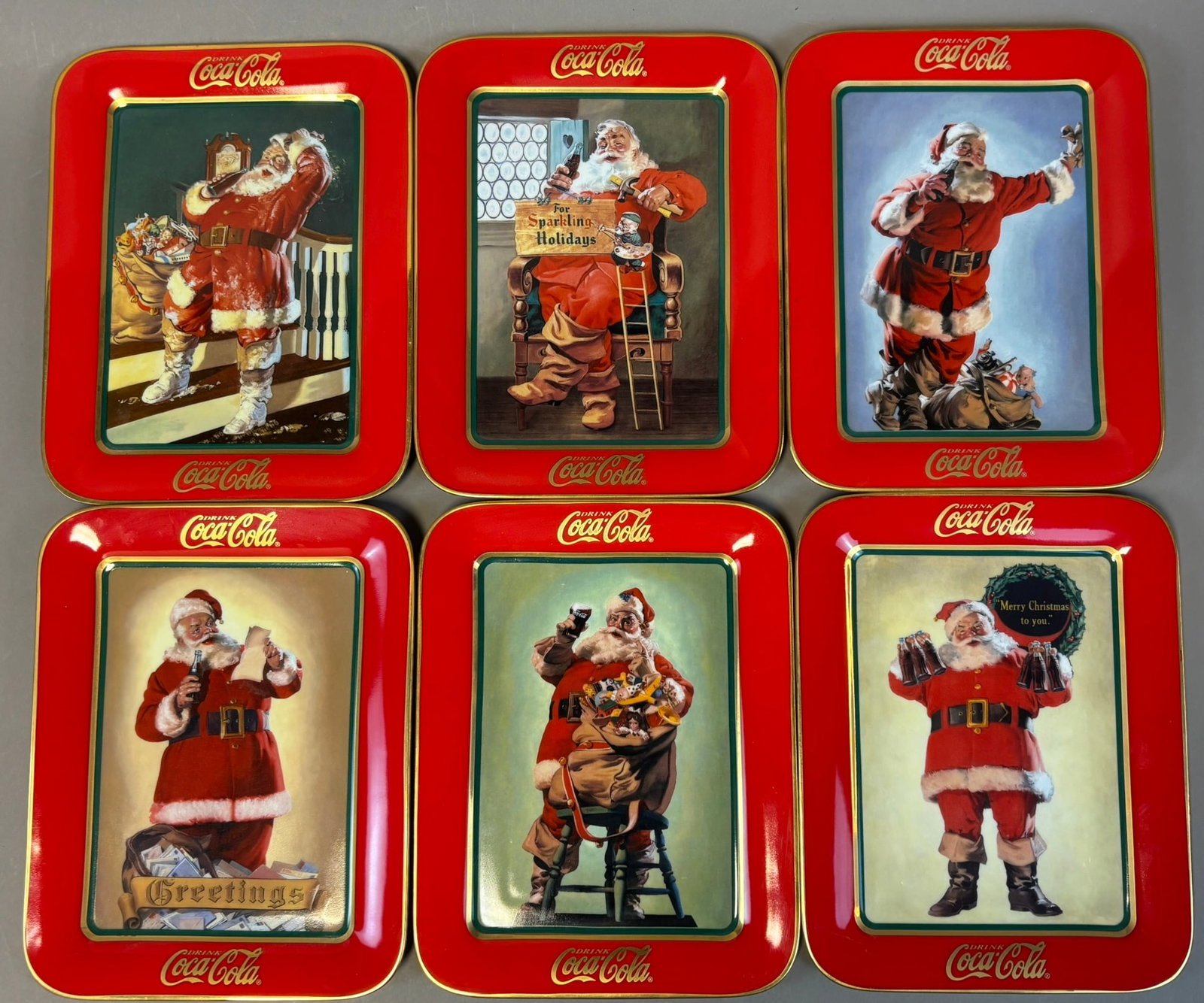 Lot 6 Original Franklin Mint 1997 Coca Cola Porcelain Advertising Plates: See all photos