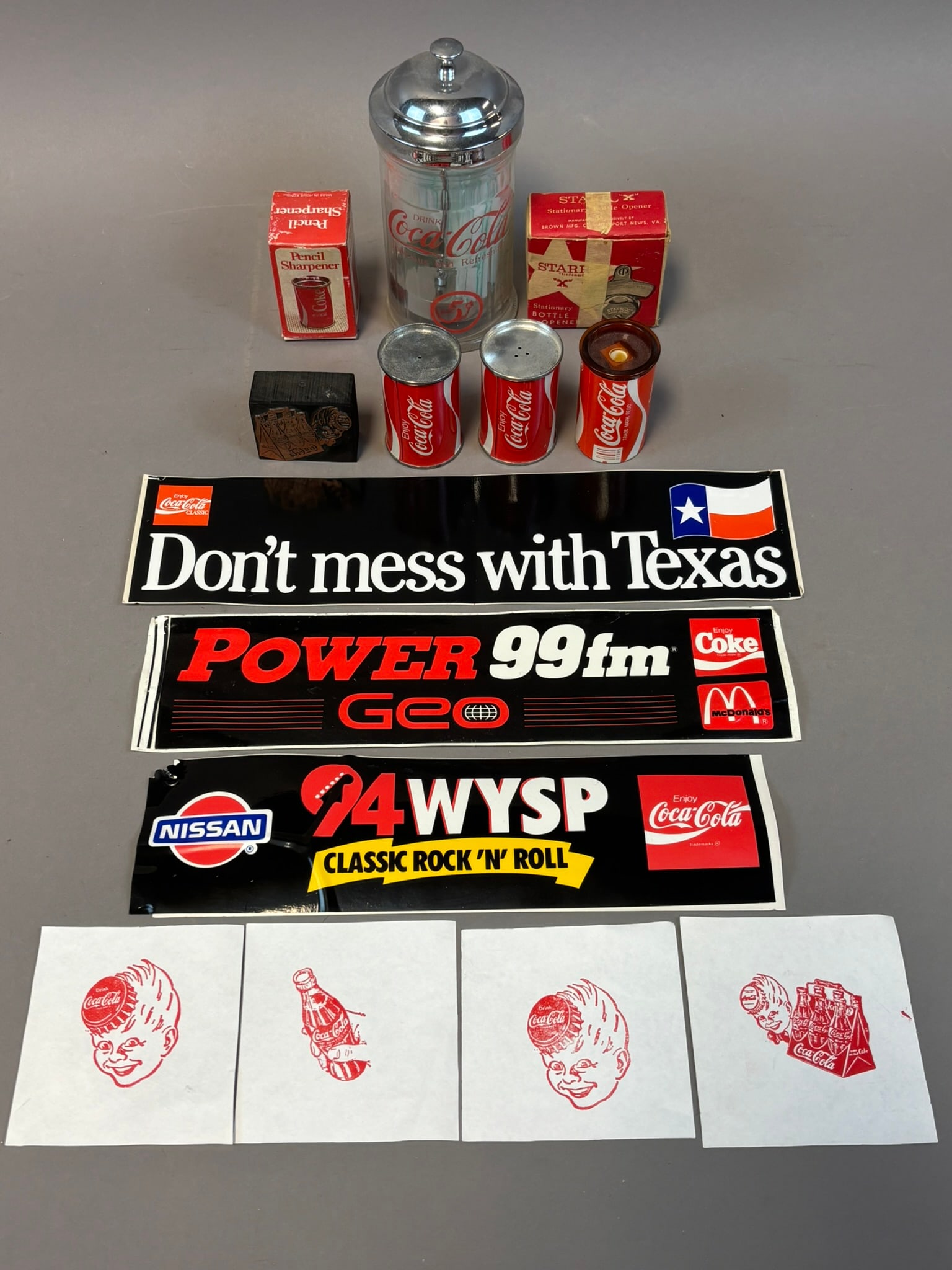 Lot 14 Coca Cola Advertising Related Items Stickers S&P Straw Dispenser & Opener: See all photos