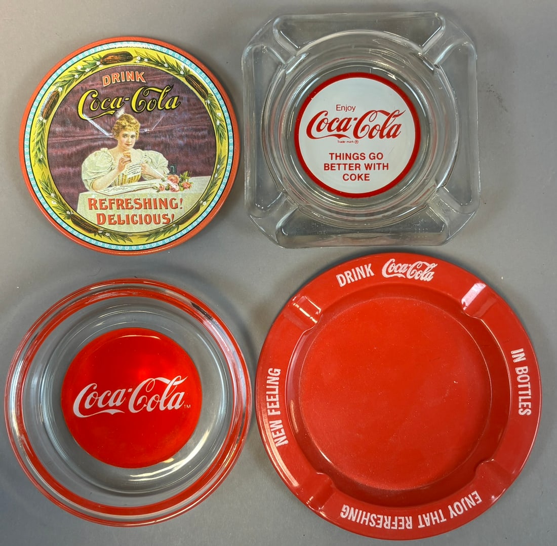 Lot 4 Original Coca Cola Advertising 1950s-60s Asthrays & Coasters: See all photos