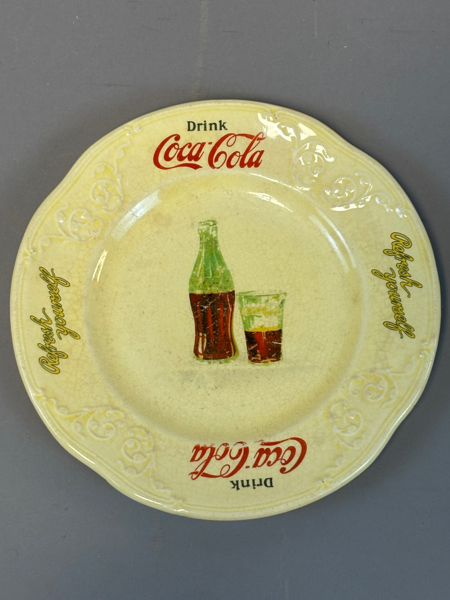 Early 1920s Drink Coca Cola Original 7.5" Porcelain Advertising Plate by Knowles: See all photos