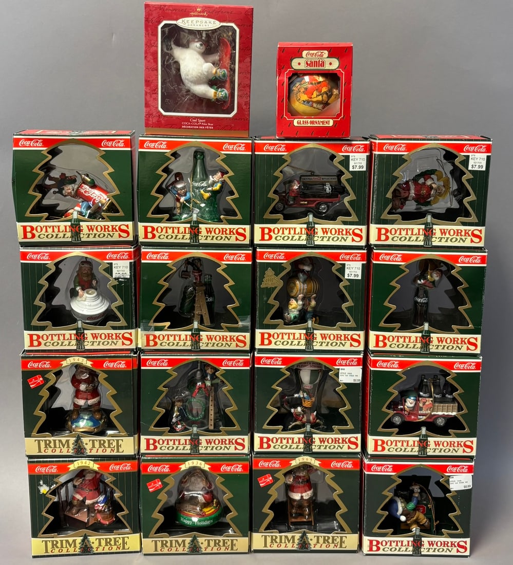 Lot 18 Original Coca Cola Bottling Works Collection Christmas Ornaments w/ Boxes: See all photos