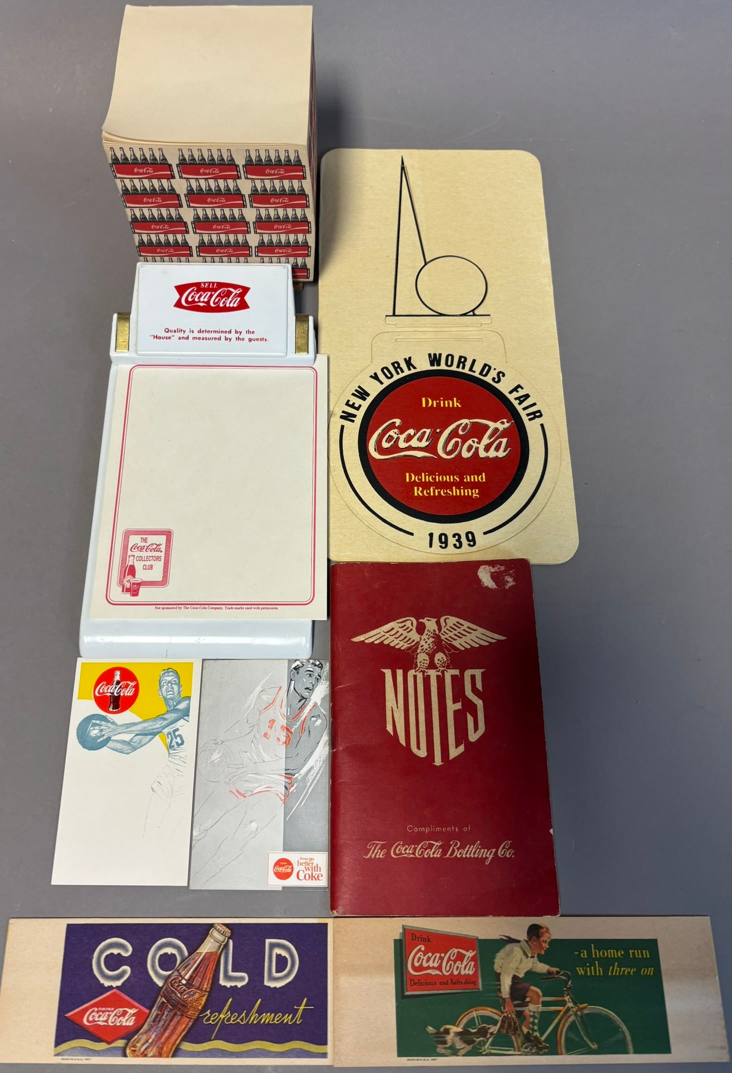 Lot 8 Original Coca Cola Advertising 1939 Worlds Fair, Note Pads, Ink Blotters & More (1 of 19)