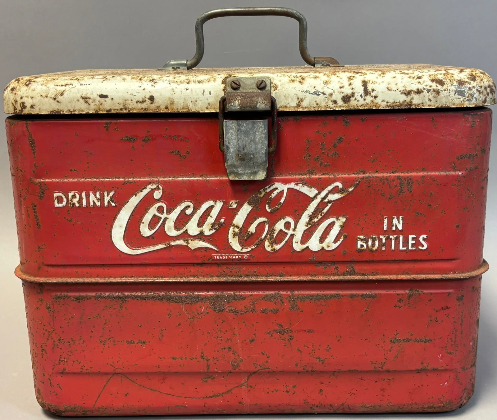 Drink Coca Cola In Bottles Embossed Original Red & White Airline Soda Cooler: See all photos