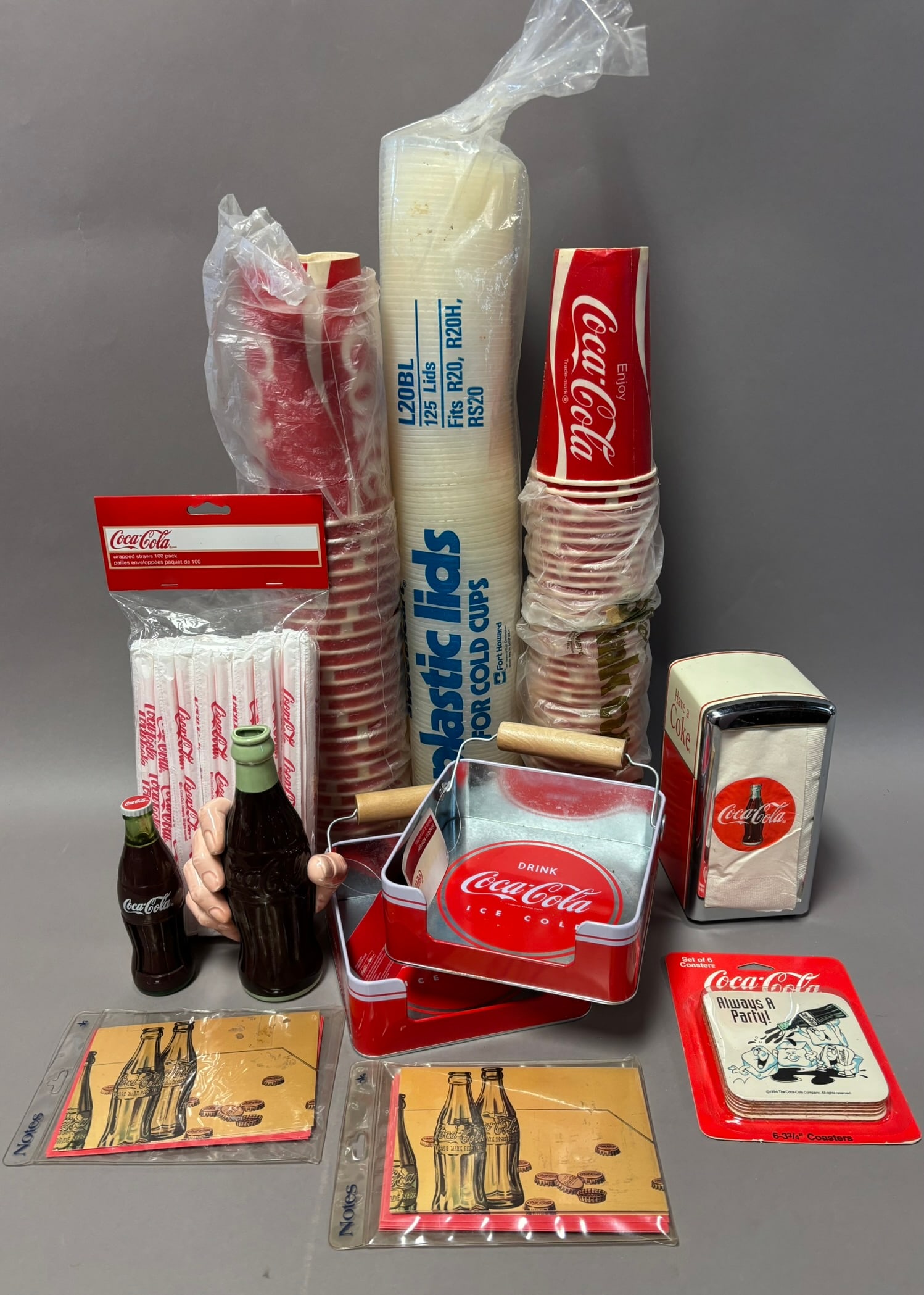 12 Piece Lot Coca Cola Advertising Cups Napkin Dispenser Straws Coasters & More (1 of 18)