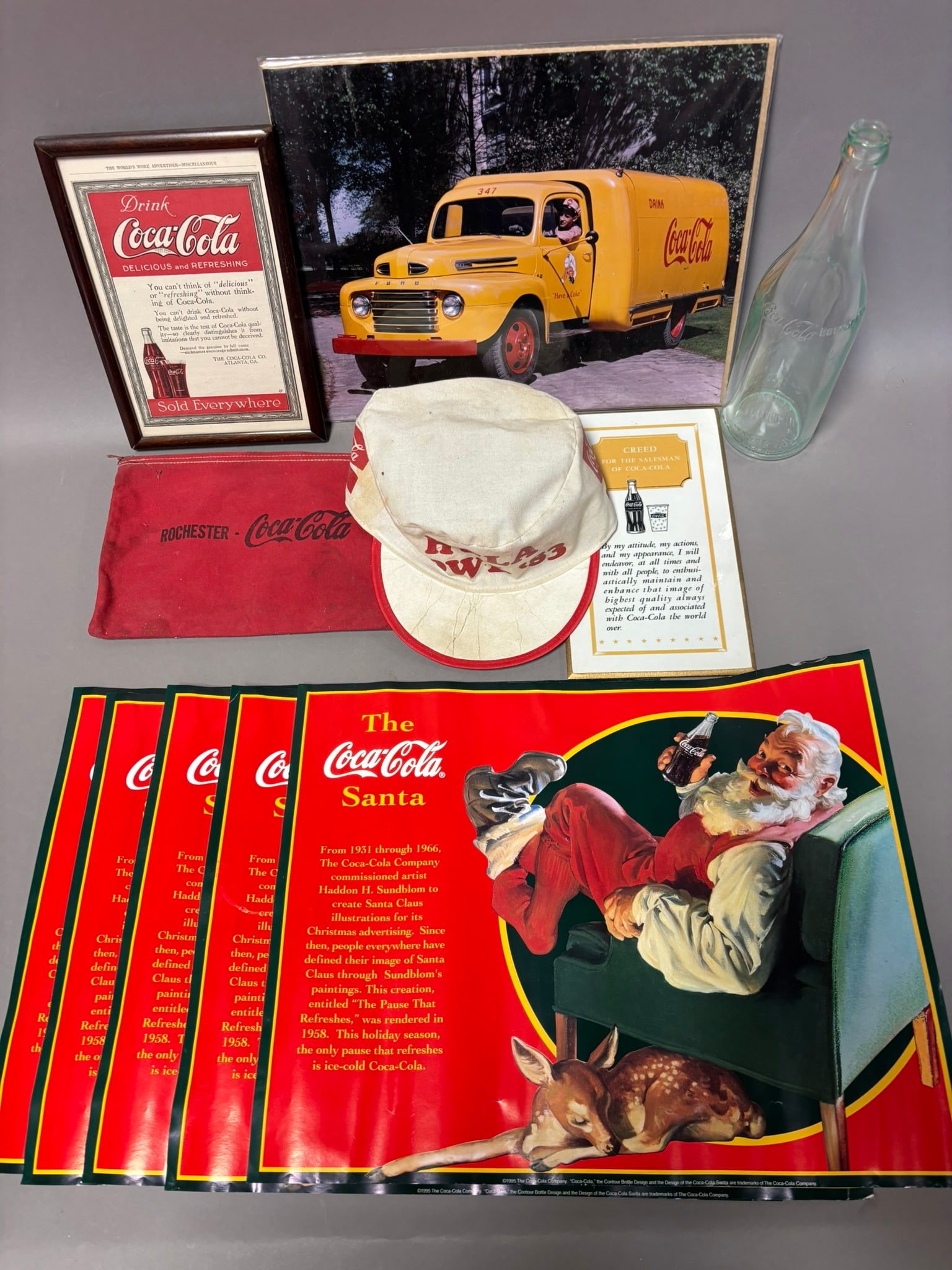 11 Piece Lot Coca Cola Advertising Items Rochester Bank Bag Hat Brochures & More: See all photos