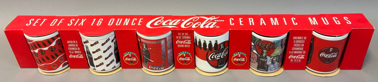 NOS Set of Six 16 Ounce Coca Cola Ceramic Advertising Mugs w/ Original Box (1 of 9)