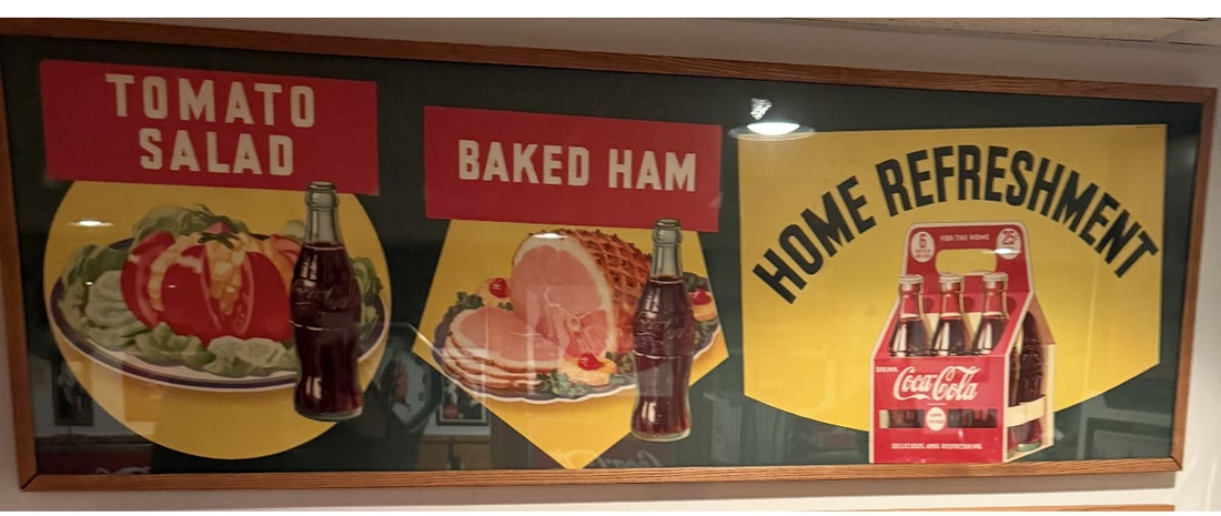 1941 Coca Cola Tomato Salad Baked Ham Home Refreshment Framed Window SIgn (1 of 6)