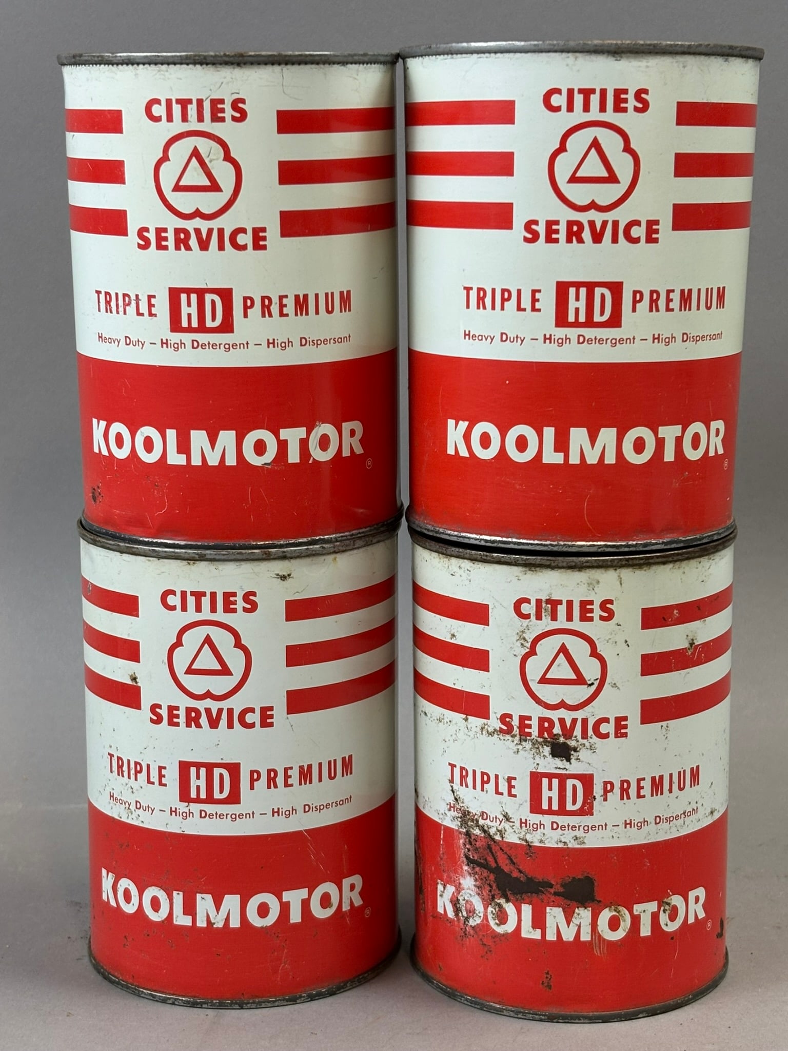 4 Original Koolmotor Triple Premium HD by Cities Service Metal Quart Cans 2 Full: See all photos