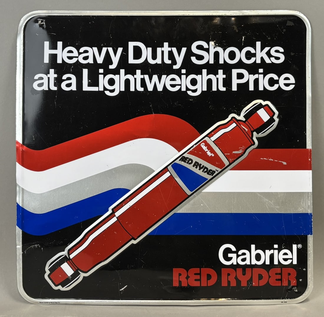 Gabriel Red Ryder Embossed 20" Metal Advertising Sign by Stout Advertising (1 of 14)