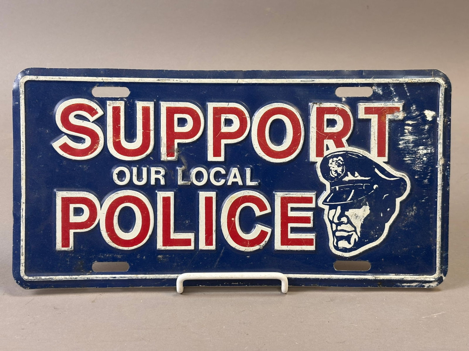 Support Our Local Police SST Embossed Advertising Vanity License Plate (1 of 5)
