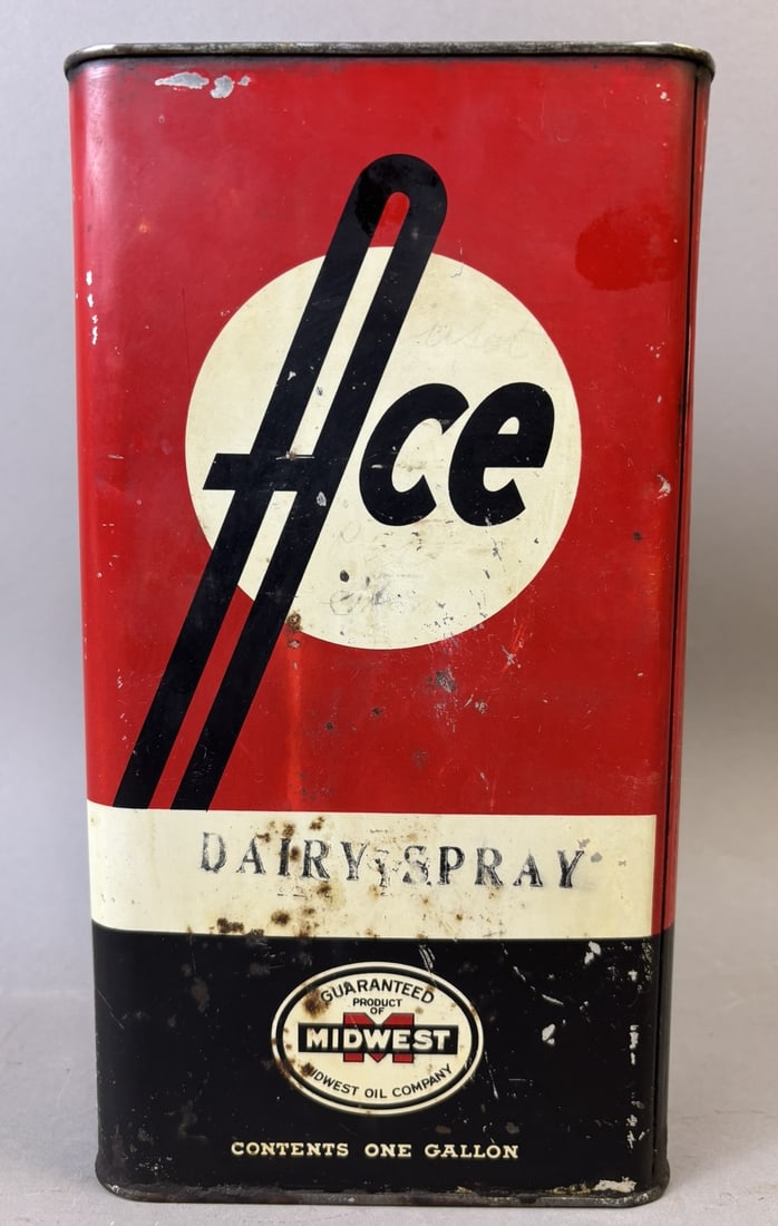 ACE by Midwest Oil Co Dairy Spray 1 Gallon Advertising Can Fargo Sioux Falls: 6" x 3.875" x 11.5"