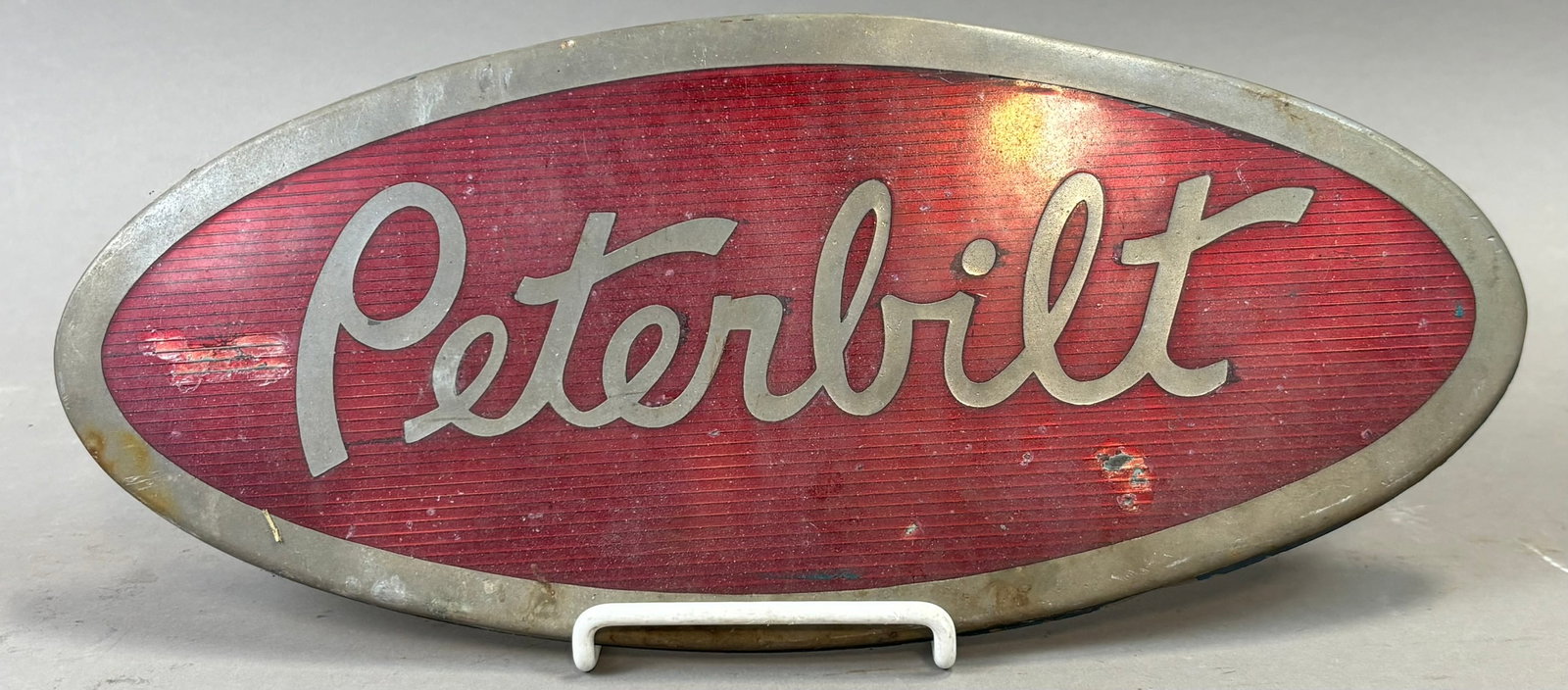 Vintage Peterbilt Truck Grille Red Enamel 12" Nameplate Badge: See all photos